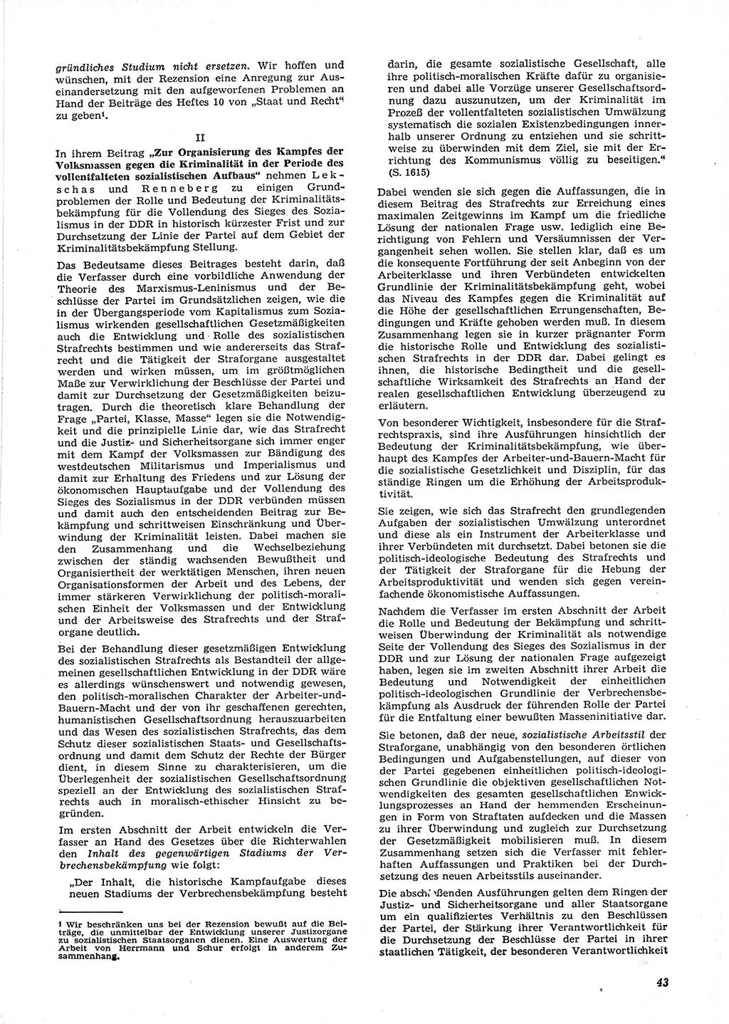 Neue Justiz (NJ), Zeitschrift für Recht und Rechtswissenschaft [Deutsche Demokratische Republik (DDR)], 15. Jahrgang 1961, Seite 43 (NJ DDR 1961, S. 43)