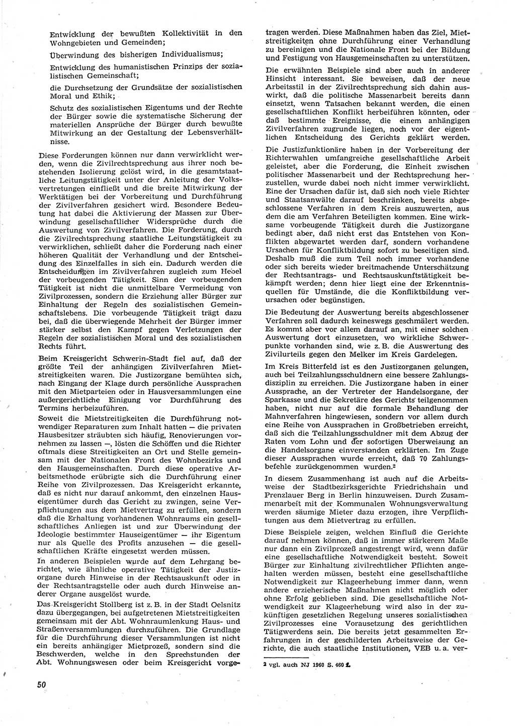 Neue Justiz (NJ), Zeitschrift für Recht und Rechtswissenschaft [Deutsche Demokratische Republik (DDR)], 15. Jahrgang 1961, Seite 50 (NJ DDR 1961, S. 50)