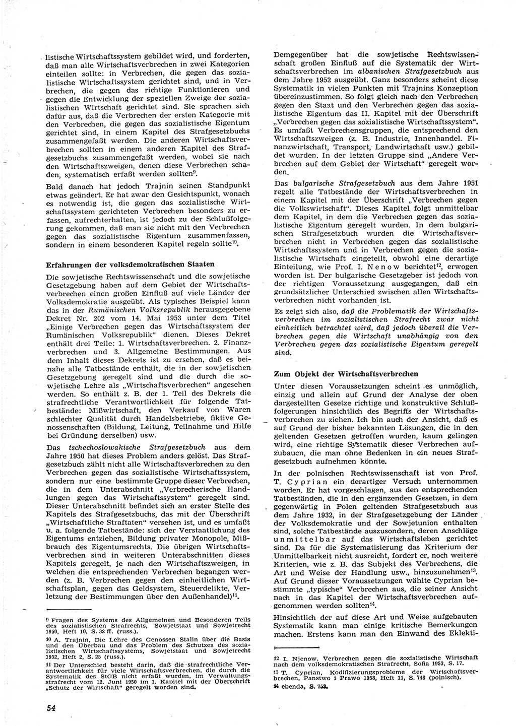 Neue Justiz (NJ), Zeitschrift für Recht und Rechtswissenschaft [Deutsche Demokratische Republik (DDR)], 15. Jahrgang 1961, Seite 54 (NJ DDR 1961, S. 54)