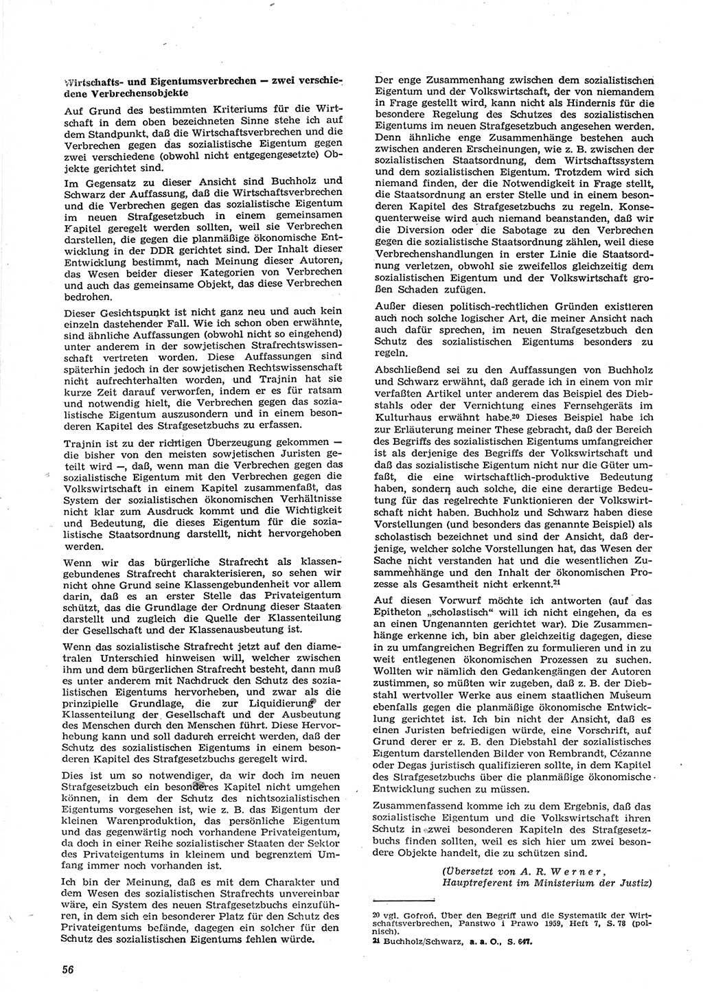 Neue Justiz (NJ), Zeitschrift für Recht und Rechtswissenschaft [Deutsche Demokratische Republik (DDR)], 15. Jahrgang 1961, Seite 56 (NJ DDR 1961, S. 56)