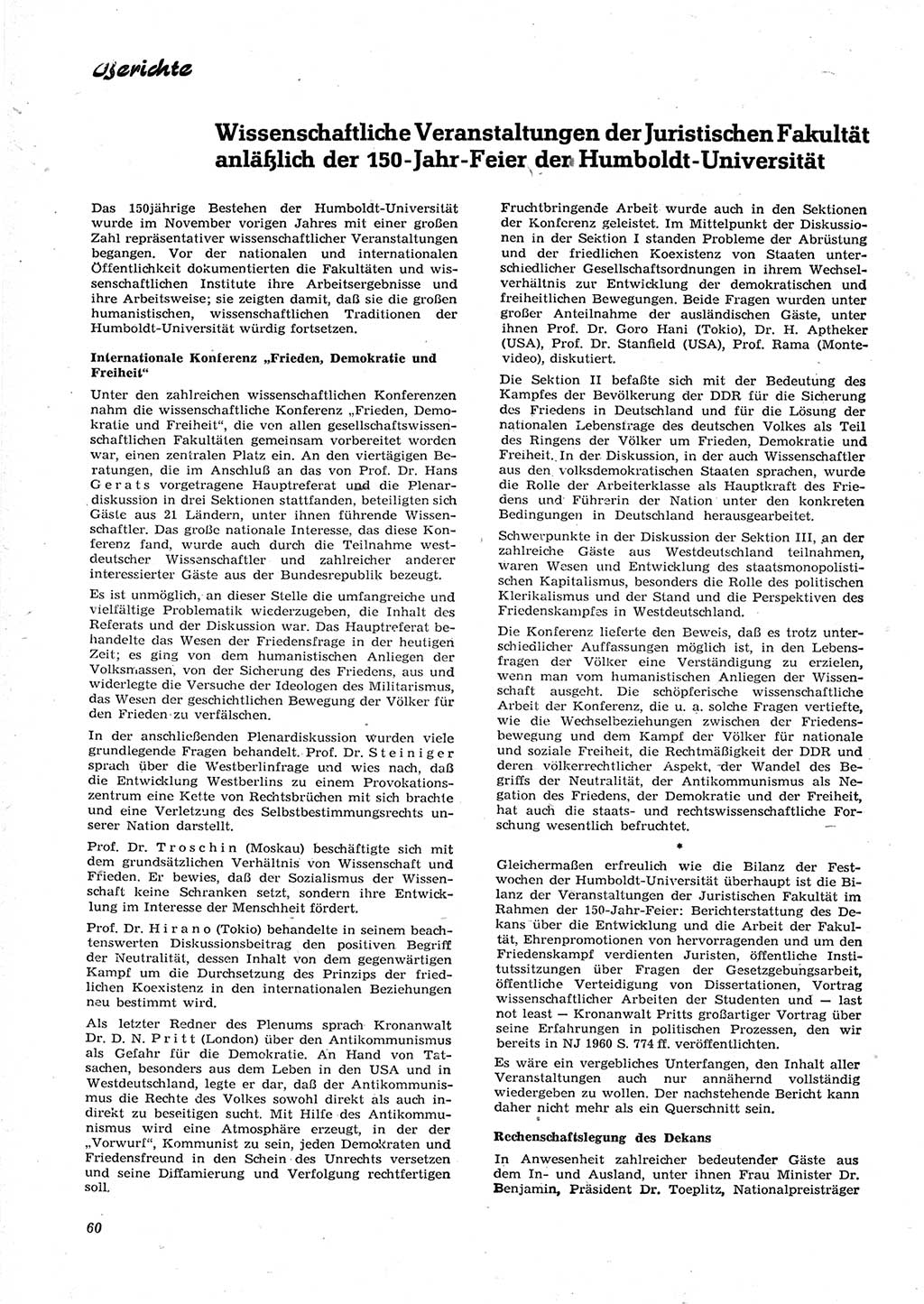 Neue Justiz (NJ), Zeitschrift für Recht und Rechtswissenschaft [Deutsche Demokratische Republik (DDR)], 15. Jahrgang 1961, Seite 60 (NJ DDR 1961, S. 60)