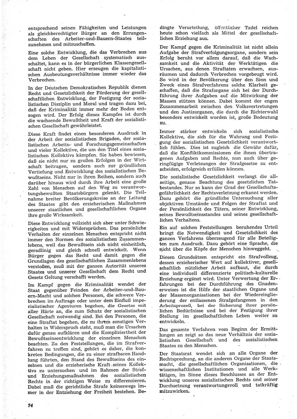 Neue Justiz (NJ), Zeitschrift für Recht und Rechtswissenschaft [Deutsche Demokratische Republik (DDR)], 15. Jahrgang 1961, Seite 74 (NJ DDR 1961, S. 74)