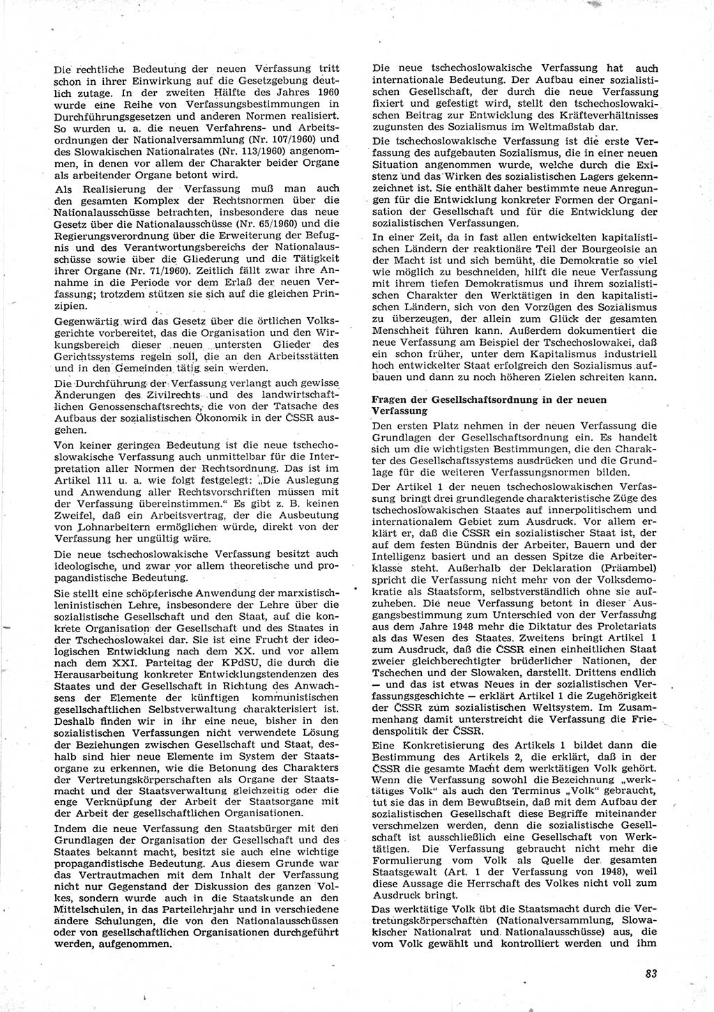 Neue Justiz (NJ), Zeitschrift für Recht und Rechtswissenschaft [Deutsche Demokratische Republik (DDR)], 15. Jahrgang 1961, Seite 83 (NJ DDR 1961, S. 83)