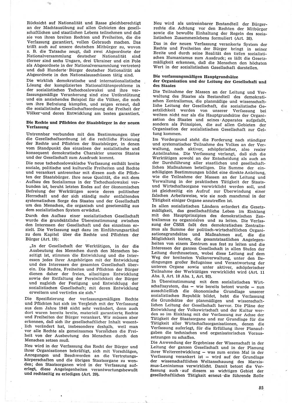Neue Justiz (NJ), Zeitschrift für Recht und Rechtswissenschaft [Deutsche Demokratische Republik (DDR)], 15. Jahrgang 1961, Seite 85 (NJ DDR 1961, S. 85)