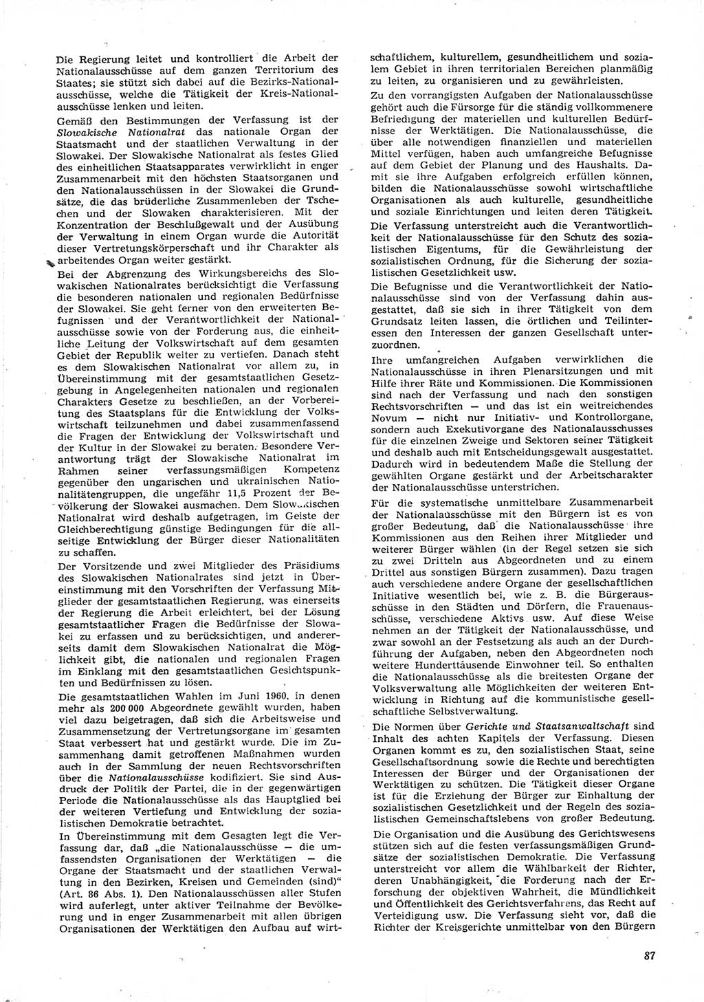Neue Justiz (NJ), Zeitschrift für Recht und Rechtswissenschaft [Deutsche Demokratische Republik (DDR)], 15. Jahrgang 1961, Seite 87 (NJ DDR 1961, S. 87)