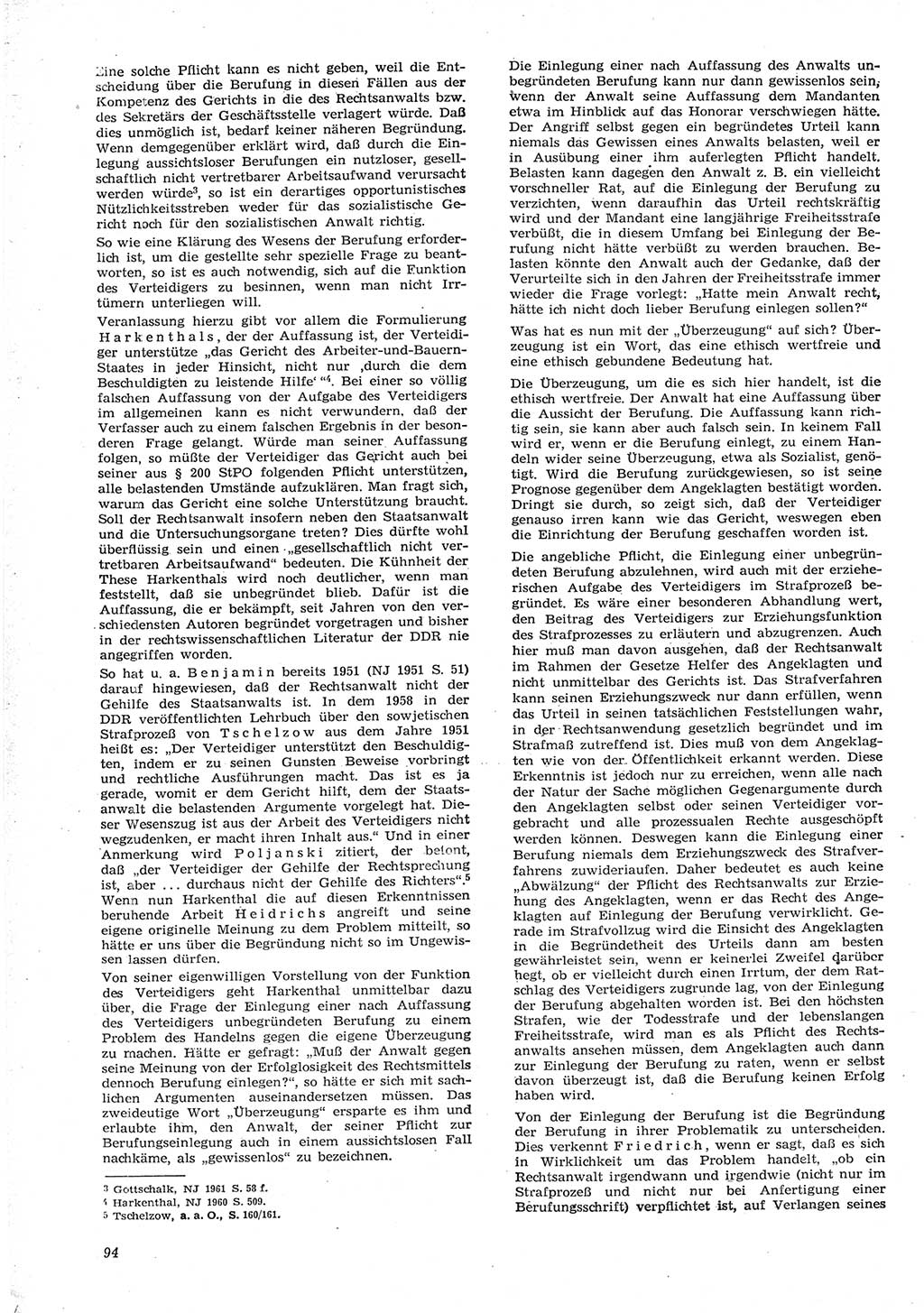 Neue Justiz (NJ), Zeitschrift für Recht und Rechtswissenschaft [Deutsche Demokratische Republik (DDR)], 15. Jahrgang 1961, Seite 94 (NJ DDR 1961, S. 94)