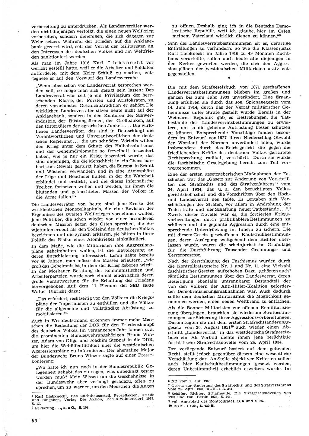 Neue Justiz (NJ), Zeitschrift für Recht und Rechtswissenschaft [Deutsche Demokratische Republik (DDR)], 15. Jahrgang 1961, Seite 96 (NJ DDR 1961, S. 96)