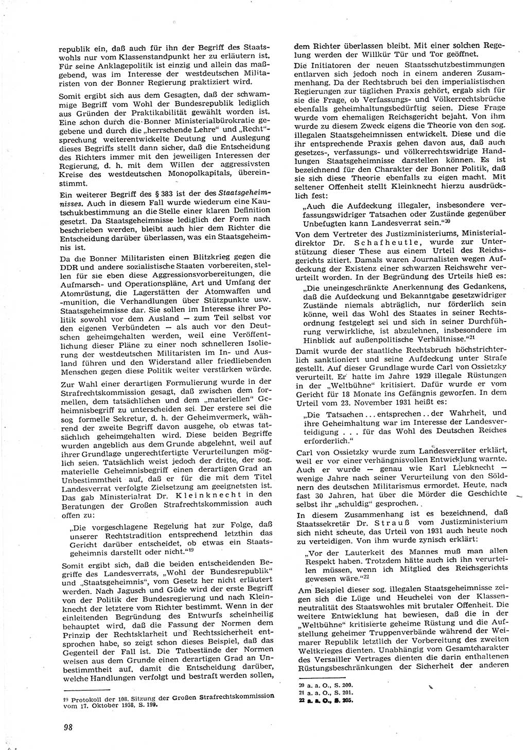 Neue Justiz (NJ), Zeitschrift für Recht und Rechtswissenschaft [Deutsche Demokratische Republik (DDR)], 15. Jahrgang 1961, Seite 98 (NJ DDR 1961, S. 98)