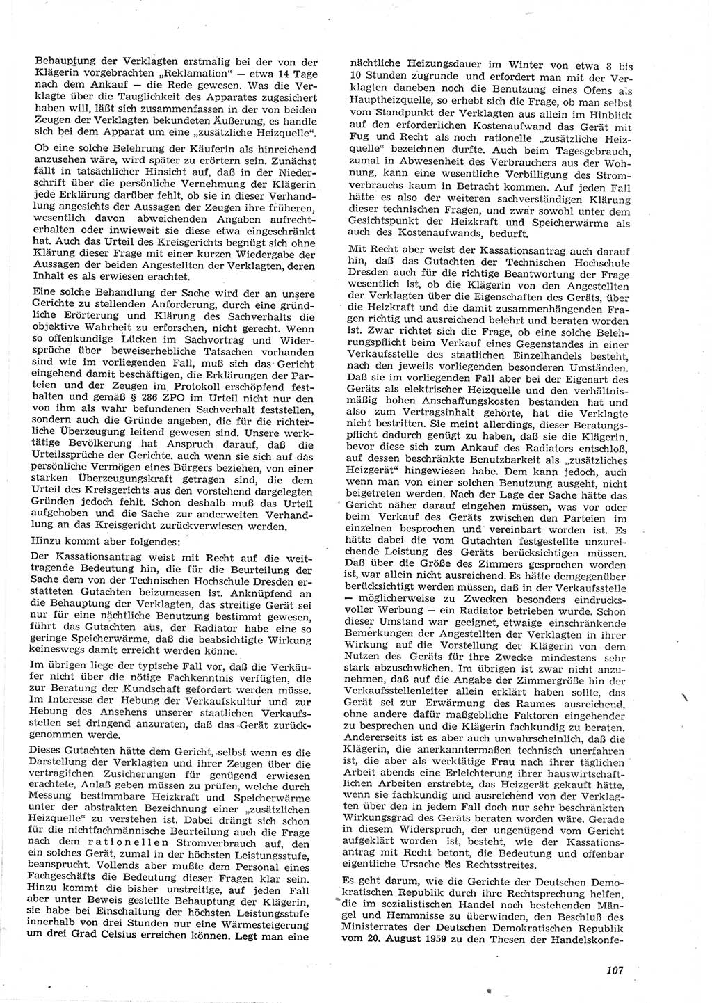Neue Justiz (NJ), Zeitschrift für Recht und Rechtswissenschaft [Deutsche Demokratische Republik (DDR)], 15. Jahrgang 1961, Seite 107 (NJ DDR 1961, S. 107)