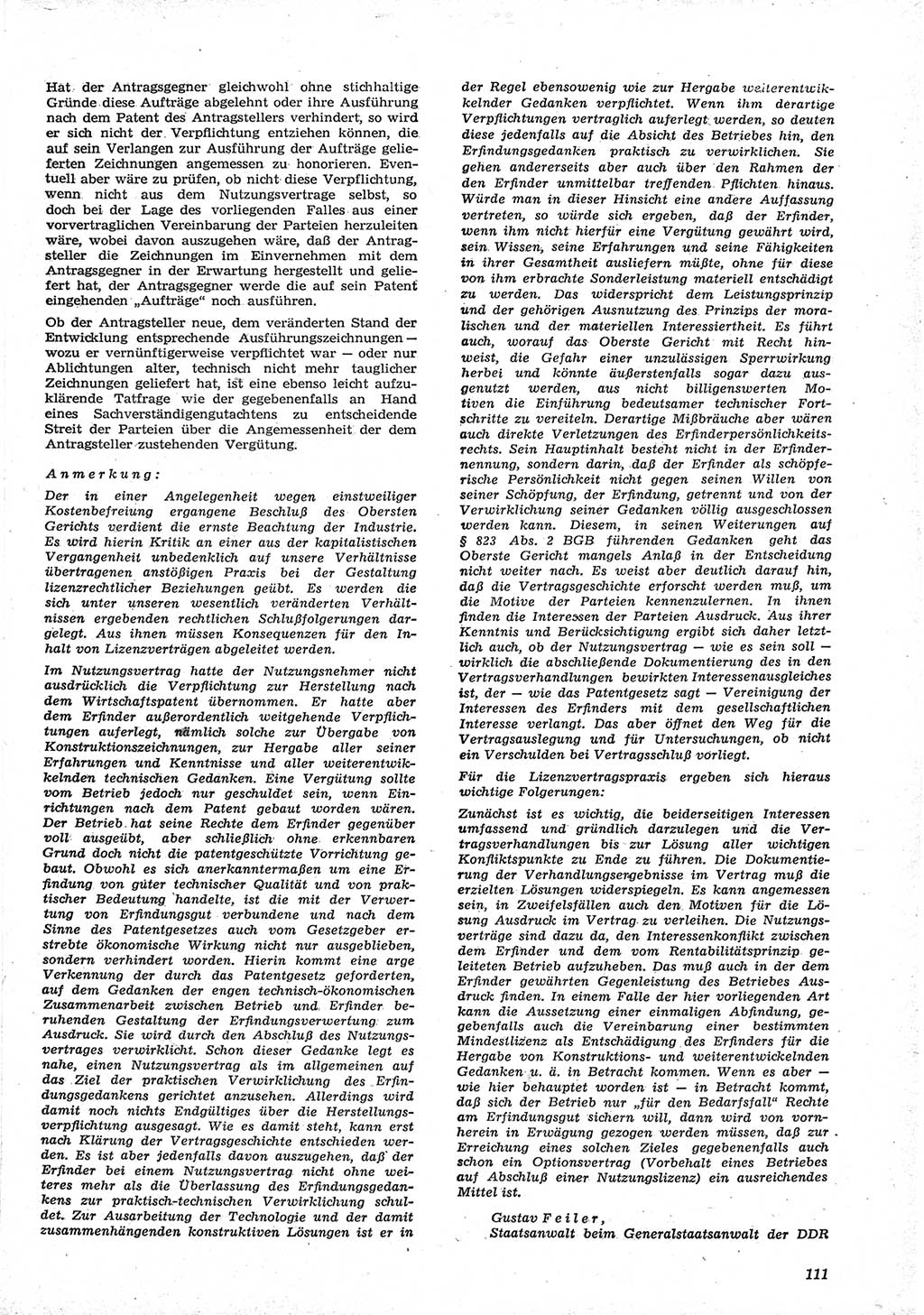 Neue Justiz (NJ), Zeitschrift für Recht und Rechtswissenschaft [Deutsche Demokratische Republik (DDR)], 15. Jahrgang 1961, Seite 111 (NJ DDR 1961, S. 111)