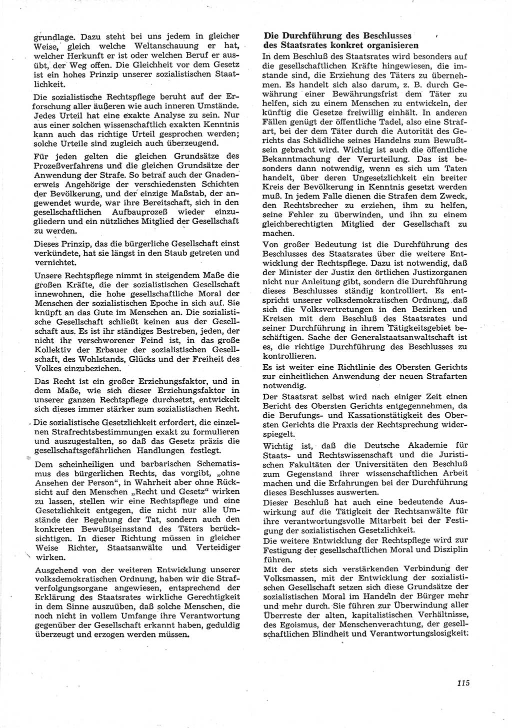 Neue Justiz (NJ), Zeitschrift für Recht und Rechtswissenschaft [Deutsche Demokratische Republik (DDR)], 15. Jahrgang 1961, Seite 115 (NJ DDR 1961, S. 115)