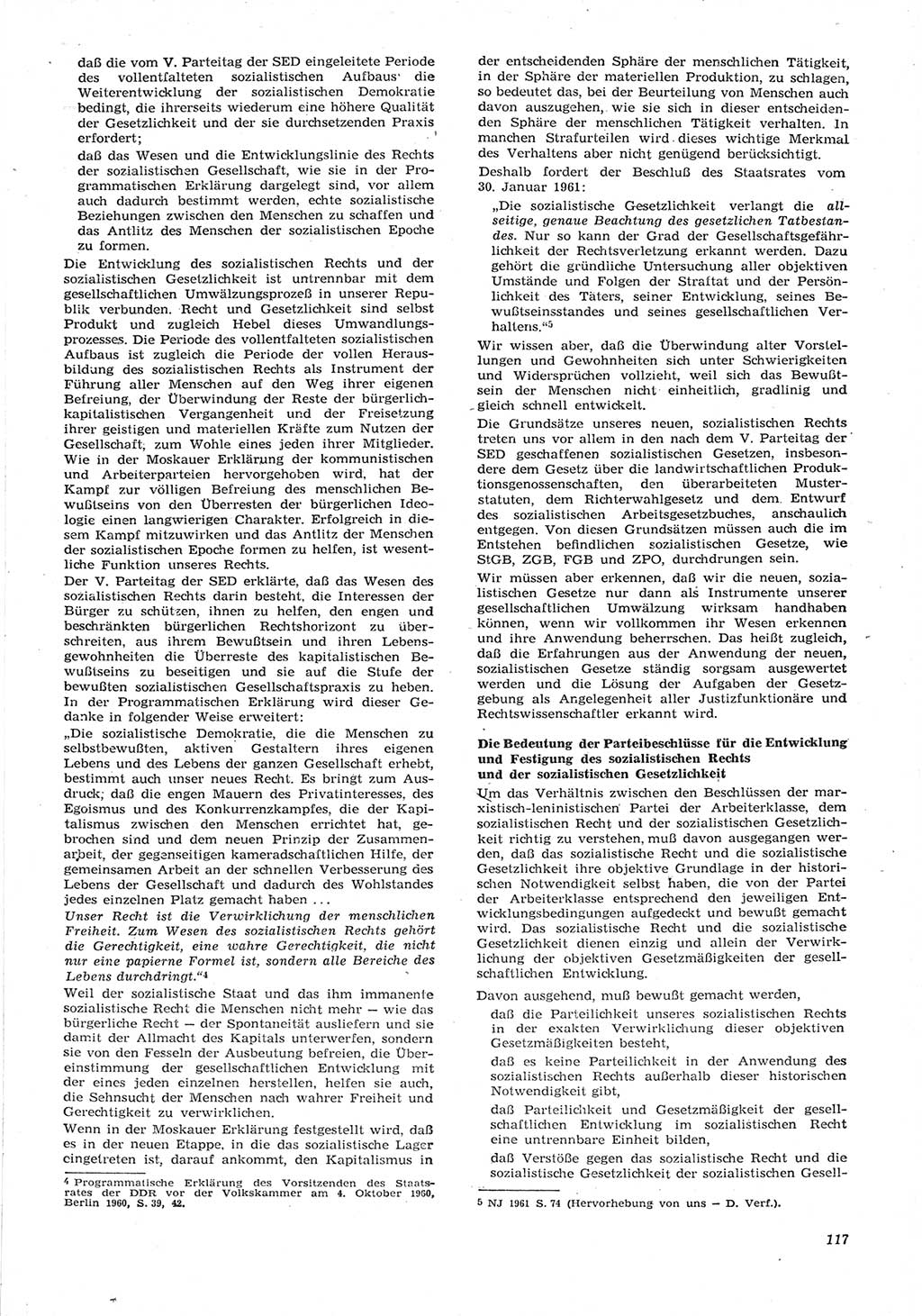 Neue Justiz (NJ), Zeitschrift für Recht und Rechtswissenschaft [Deutsche Demokratische Republik (DDR)], 15. Jahrgang 1961, Seite 117 (NJ DDR 1961, S. 117)