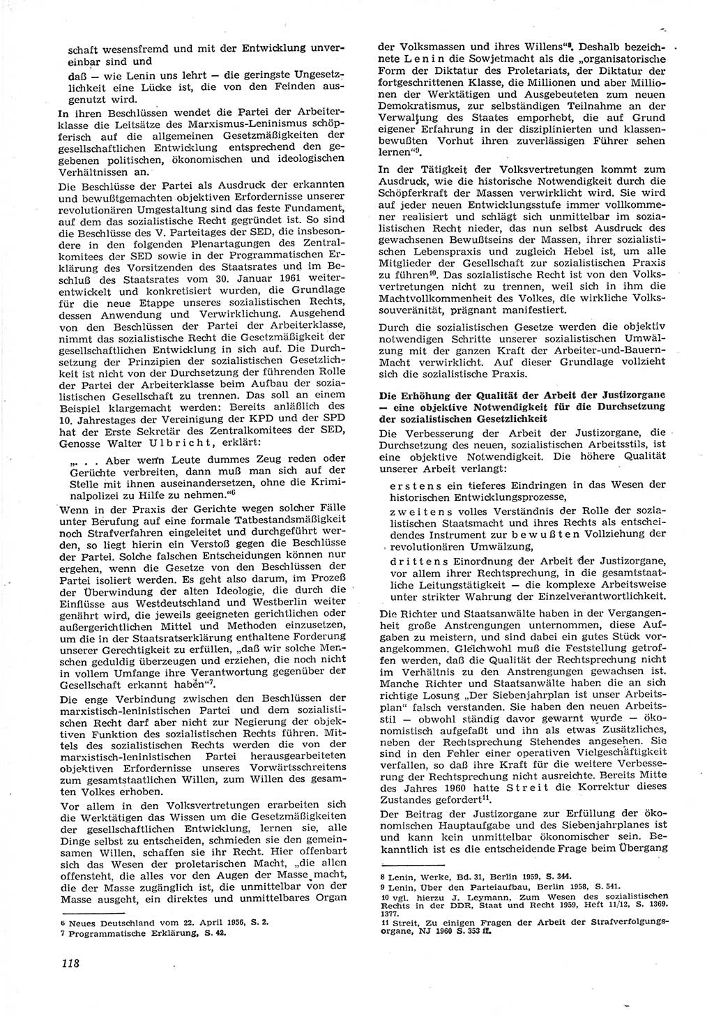 Neue Justiz (NJ), Zeitschrift für Recht und Rechtswissenschaft [Deutsche Demokratische Republik (DDR)], 15. Jahrgang 1961, Seite 118 (NJ DDR 1961, S. 118)