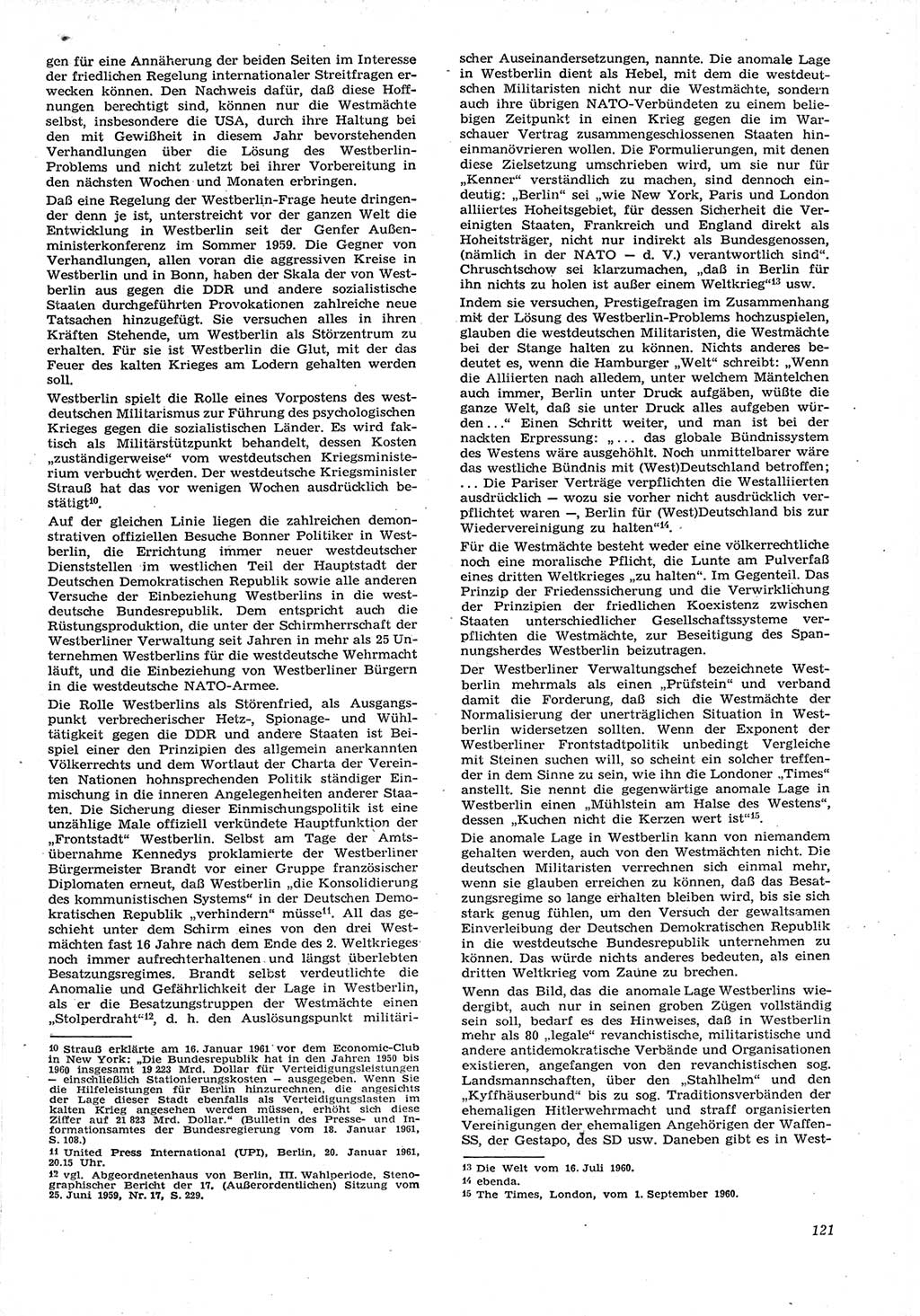 Neue Justiz (NJ), Zeitschrift für Recht und Rechtswissenschaft [Deutsche Demokratische Republik (DDR)], 15. Jahrgang 1961, Seite 121 (NJ DDR 1961, S. 121)