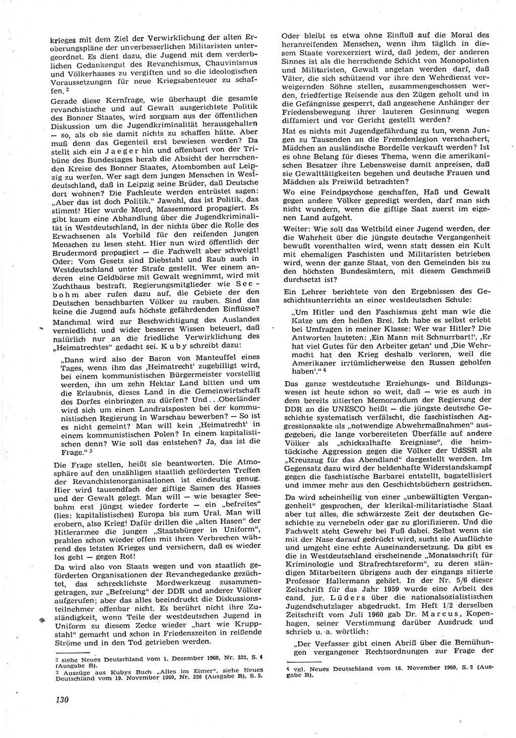 Neue Justiz (NJ), Zeitschrift für Recht und Rechtswissenschaft [Deutsche Demokratische Republik (DDR)], 15. Jahrgang 1961, Seite 130 (NJ DDR 1961, S. 130)