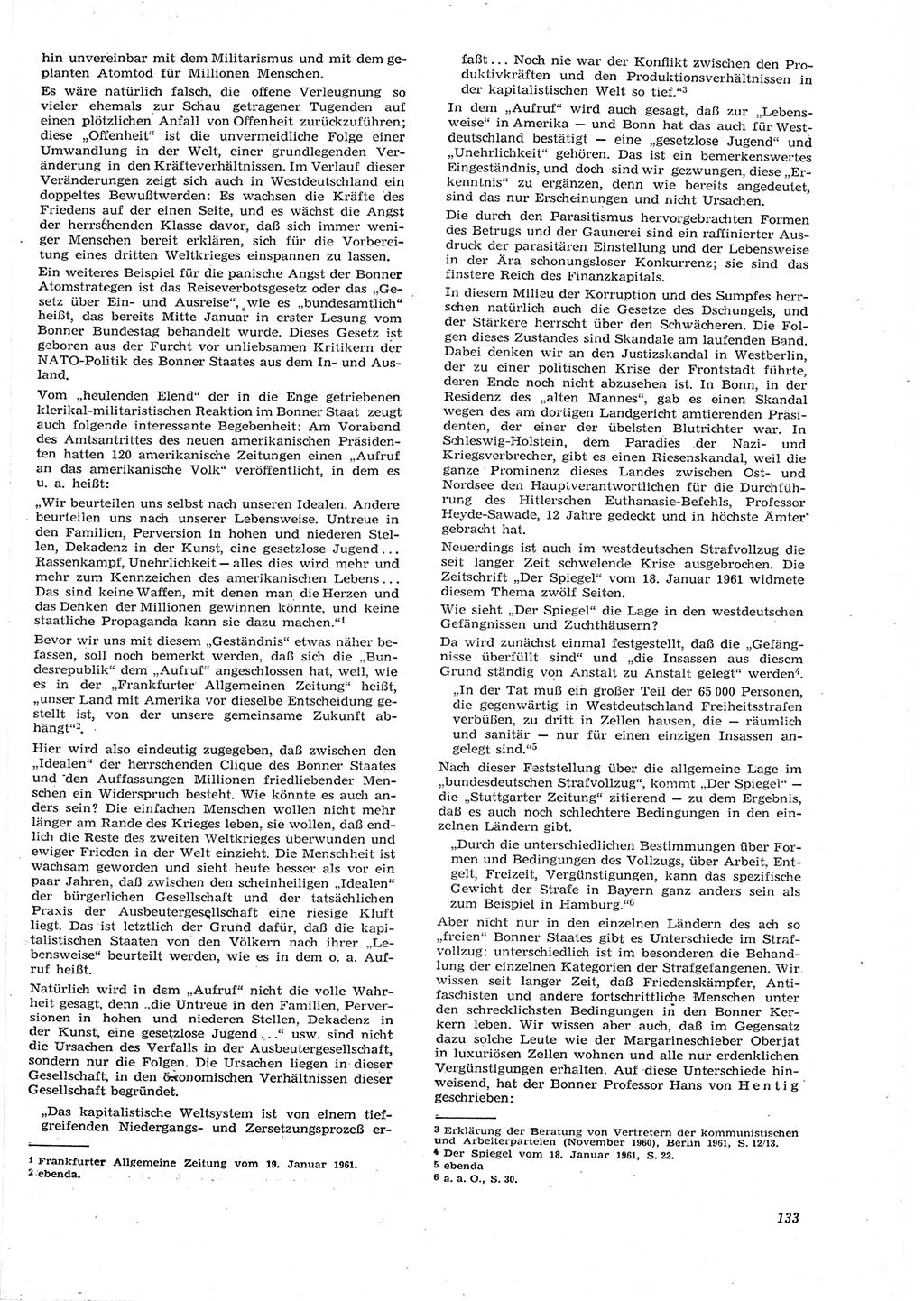 Neue Justiz (NJ), Zeitschrift für Recht und Rechtswissenschaft [Deutsche Demokratische Republik (DDR)], 15. Jahrgang 1961, Seite 133 (NJ DDR 1961, S. 133)