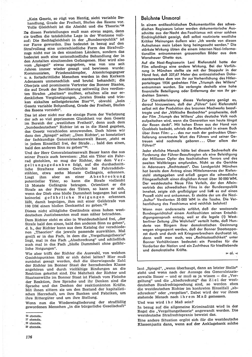 Neue Justiz (NJ), Zeitschrift für Recht und Rechtswissenschaft [Deutsche Demokratische Republik (DDR)], 15. Jahrgang 1961, Seite 136 (NJ DDR 1961, S. 136)