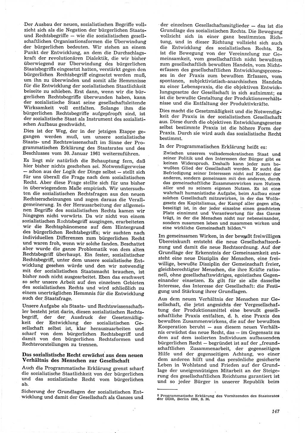 Neue Justiz (NJ), Zeitschrift für Recht und Rechtswissenschaft [Deutsche Demokratische Republik (DDR)], 15. Jahrgang 1961, Seite 147 (NJ DDR 1961, S. 147)