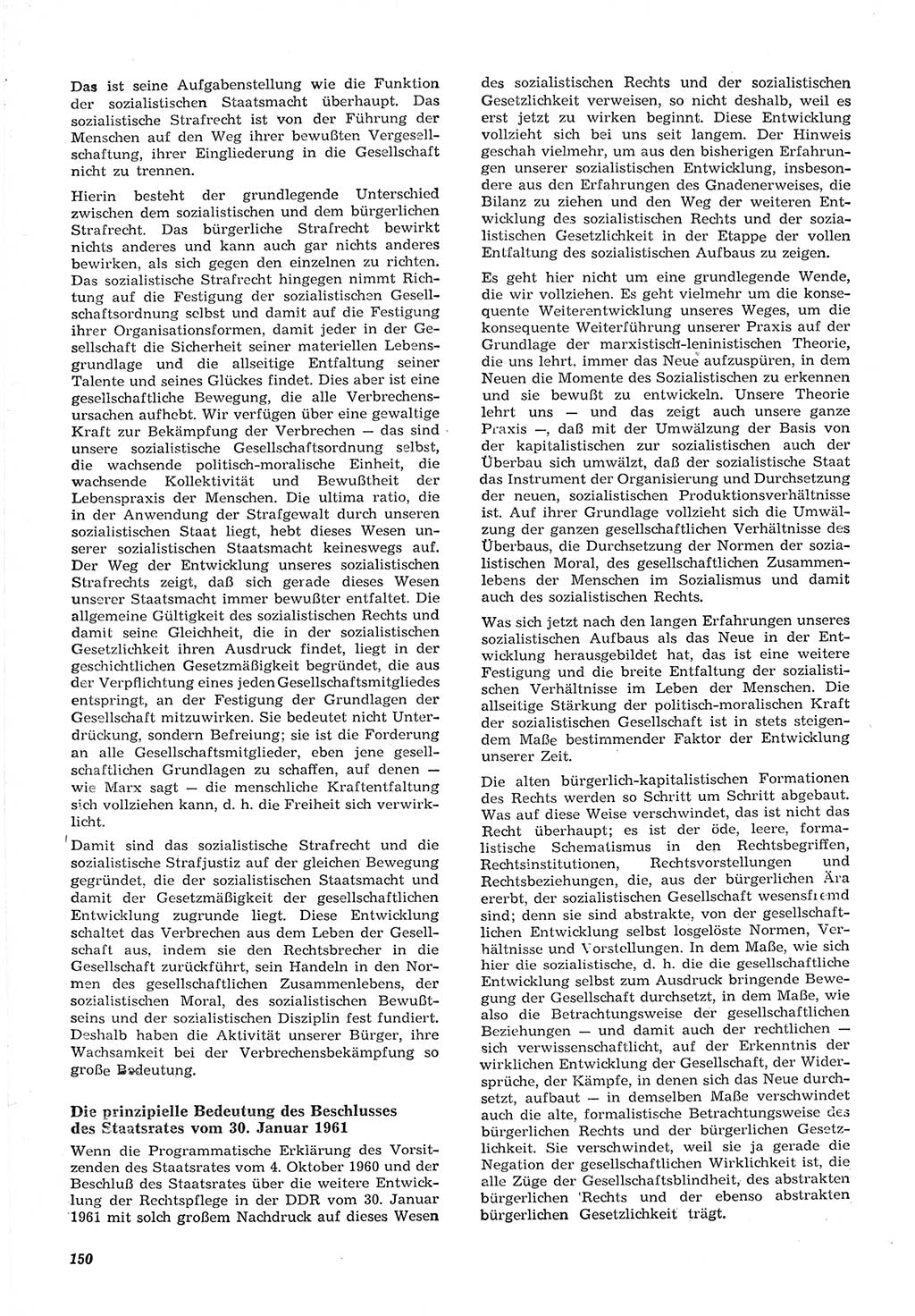 Neue Justiz (NJ), Zeitschrift für Recht und Rechtswissenschaft [Deutsche Demokratische Republik (DDR)], 15. Jahrgang 1961, Seite 150 (NJ DDR 1961, S. 150)