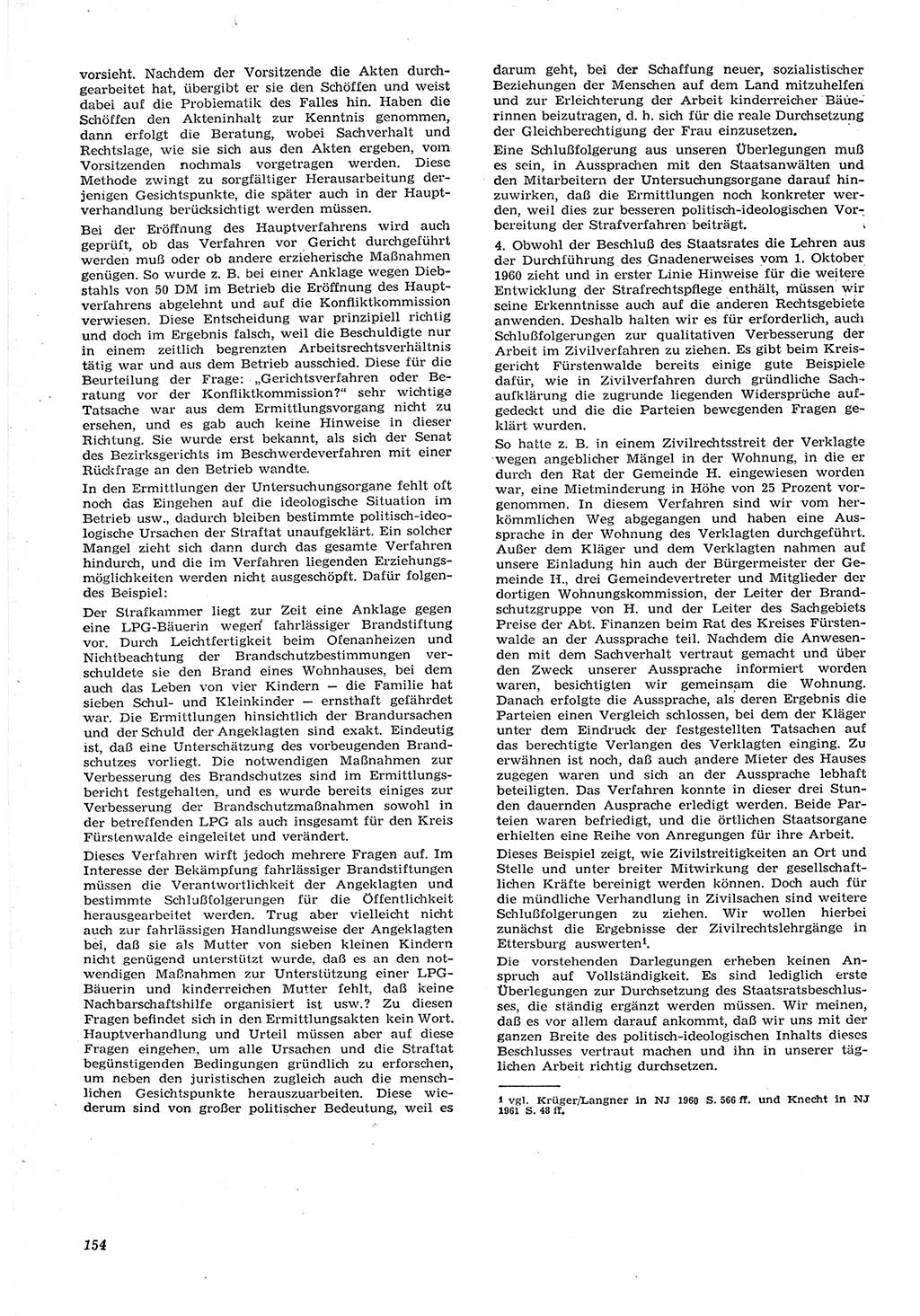 Neue Justiz (NJ), Zeitschrift für Recht und Rechtswissenschaft [Deutsche Demokratische Republik (DDR)], 15. Jahrgang 1961, Seite 154 (NJ DDR 1961, S. 154)