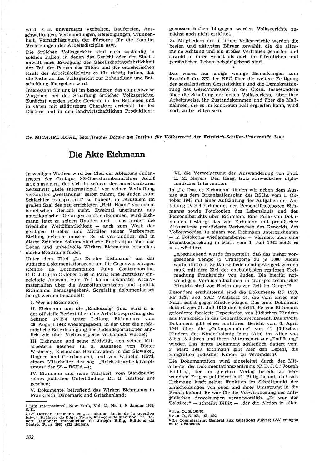 Neue Justiz (NJ), Zeitschrift für Recht und Rechtswissenschaft [Deutsche Demokratische Republik (DDR)], 15. Jahrgang 1961, Seite 162 (NJ DDR 1961, S. 162)