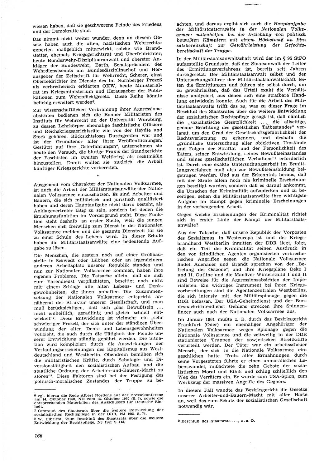 Neue Justiz (NJ), Zeitschrift für Recht und Rechtswissenschaft [Deutsche Demokratische Republik (DDR)], 15. Jahrgang 1961, Seite 166 (NJ DDR 1961, S. 166)