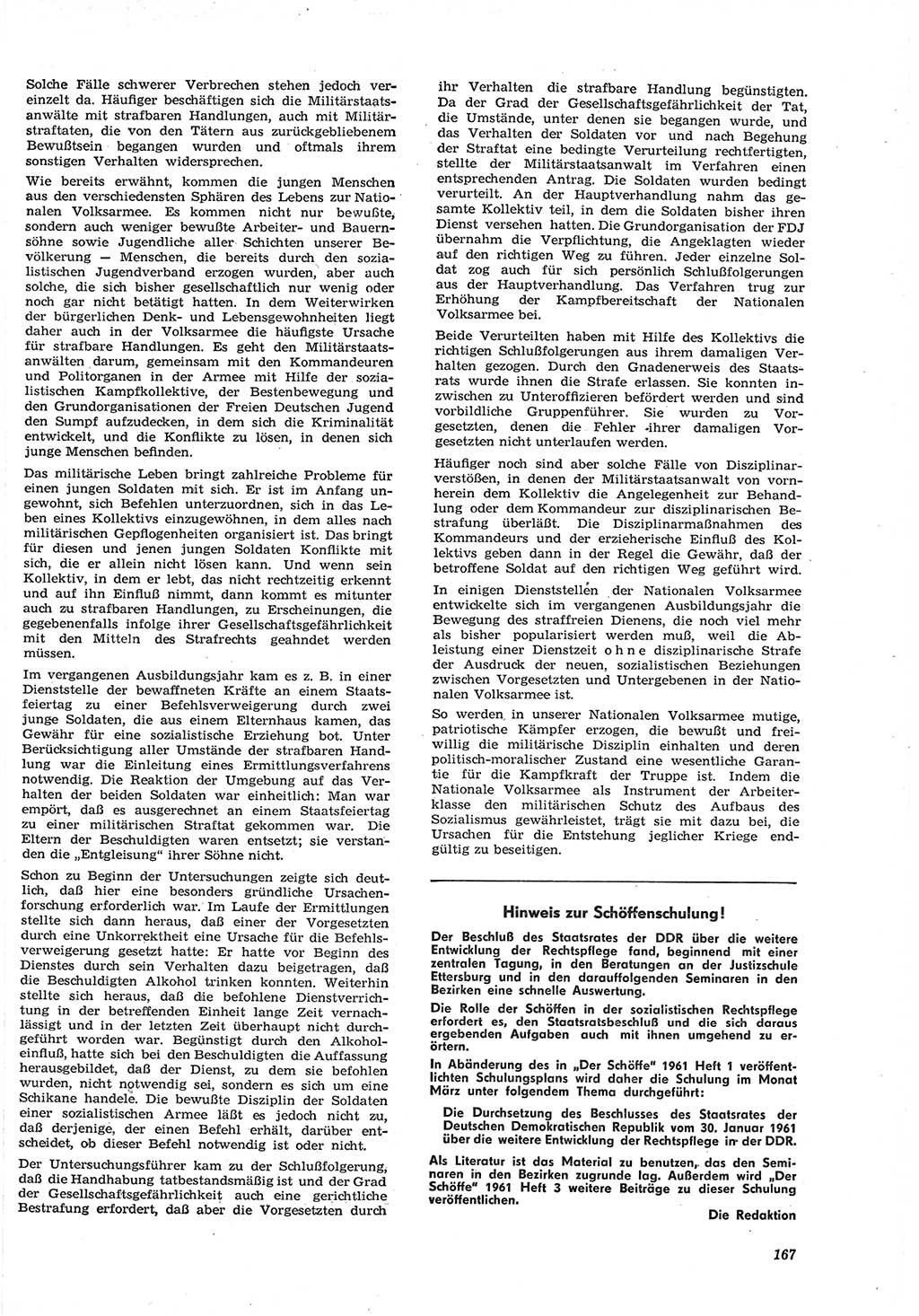 Neue Justiz (NJ), Zeitschrift für Recht und Rechtswissenschaft [Deutsche Demokratische Republik (DDR)], 15. Jahrgang 1961, Seite 167 (NJ DDR 1961, S. 167)