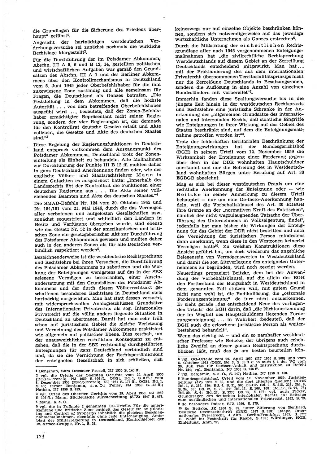 Neue Justiz (NJ), Zeitschrift für Recht und Rechtswissenschaft [Deutsche Demokratische Republik (DDR)], 15. Jahrgang 1961, Seite 174 (NJ DDR 1961, S. 174)