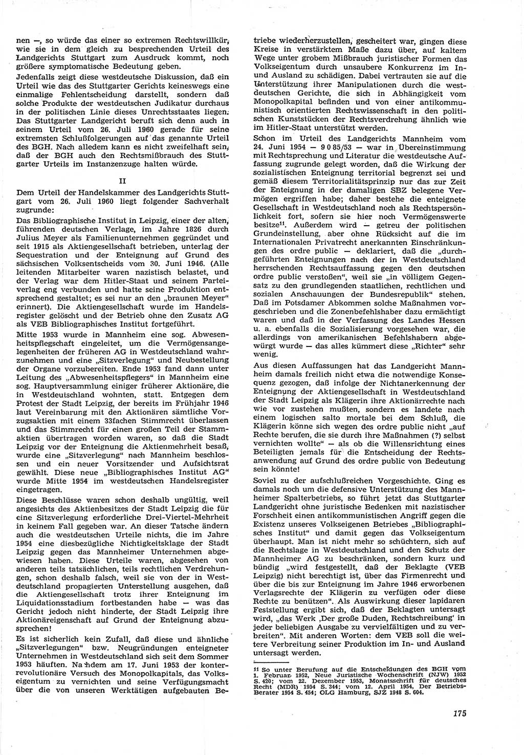 Neue Justiz (NJ), Zeitschrift für Recht und Rechtswissenschaft [Deutsche Demokratische Republik (DDR)], 15. Jahrgang 1961, Seite 175 (NJ DDR 1961, S. 175)