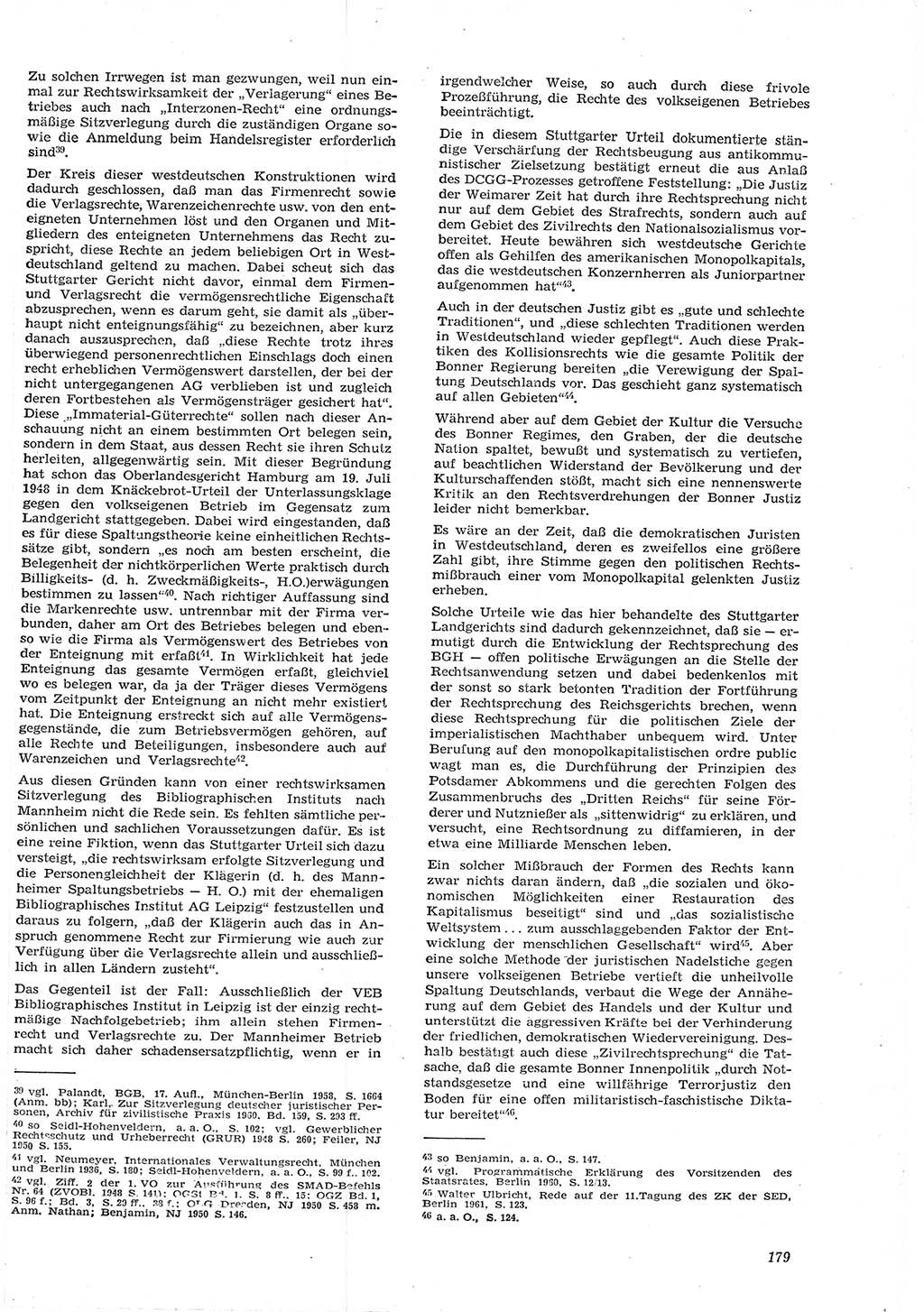 Neue Justiz (NJ), Zeitschrift für Recht und Rechtswissenschaft [Deutsche Demokratische Republik (DDR)], 15. Jahrgang 1961, Seite 179 (NJ DDR 1961, S. 179)