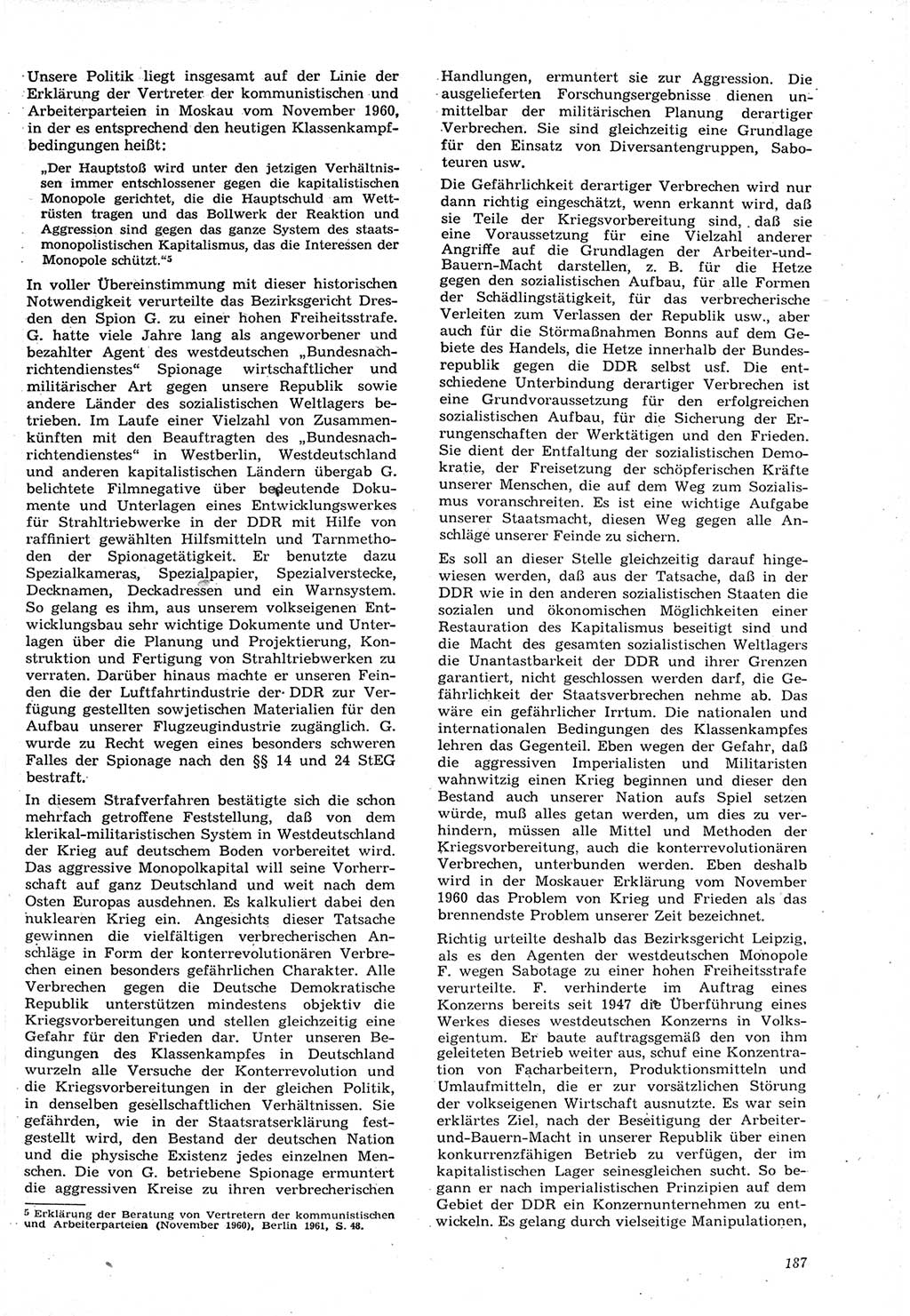 Neue Justiz (NJ), Zeitschrift für Recht und Rechtswissenschaft [Deutsche Demokratische Republik (DDR)], 15. Jahrgang 1961, Seite 187 (NJ DDR 1961, S. 187)