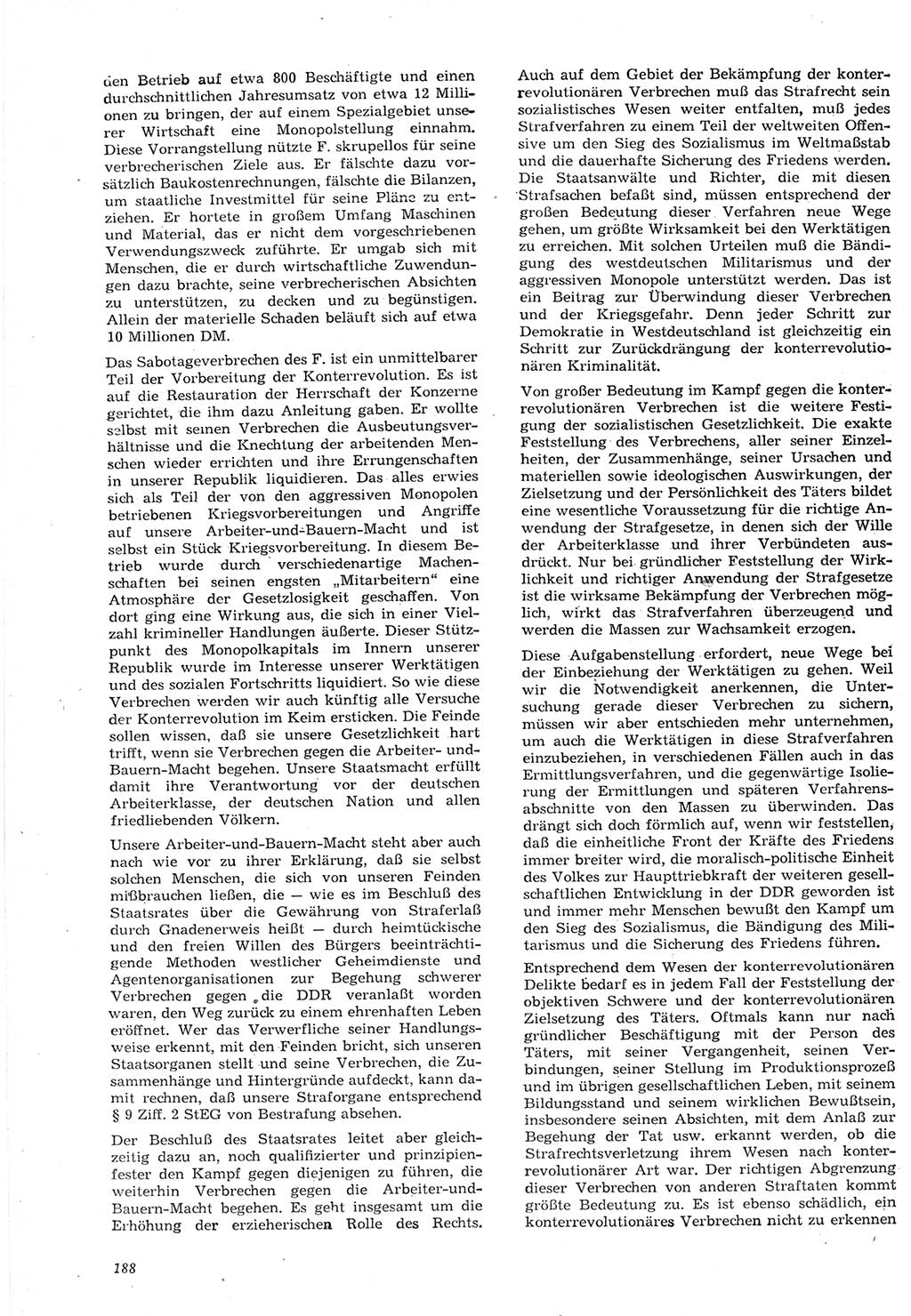 Neue Justiz (NJ), Zeitschrift für Recht und Rechtswissenschaft [Deutsche Demokratische Republik (DDR)], 15. Jahrgang 1961, Seite 188 (NJ DDR 1961, S. 188)
