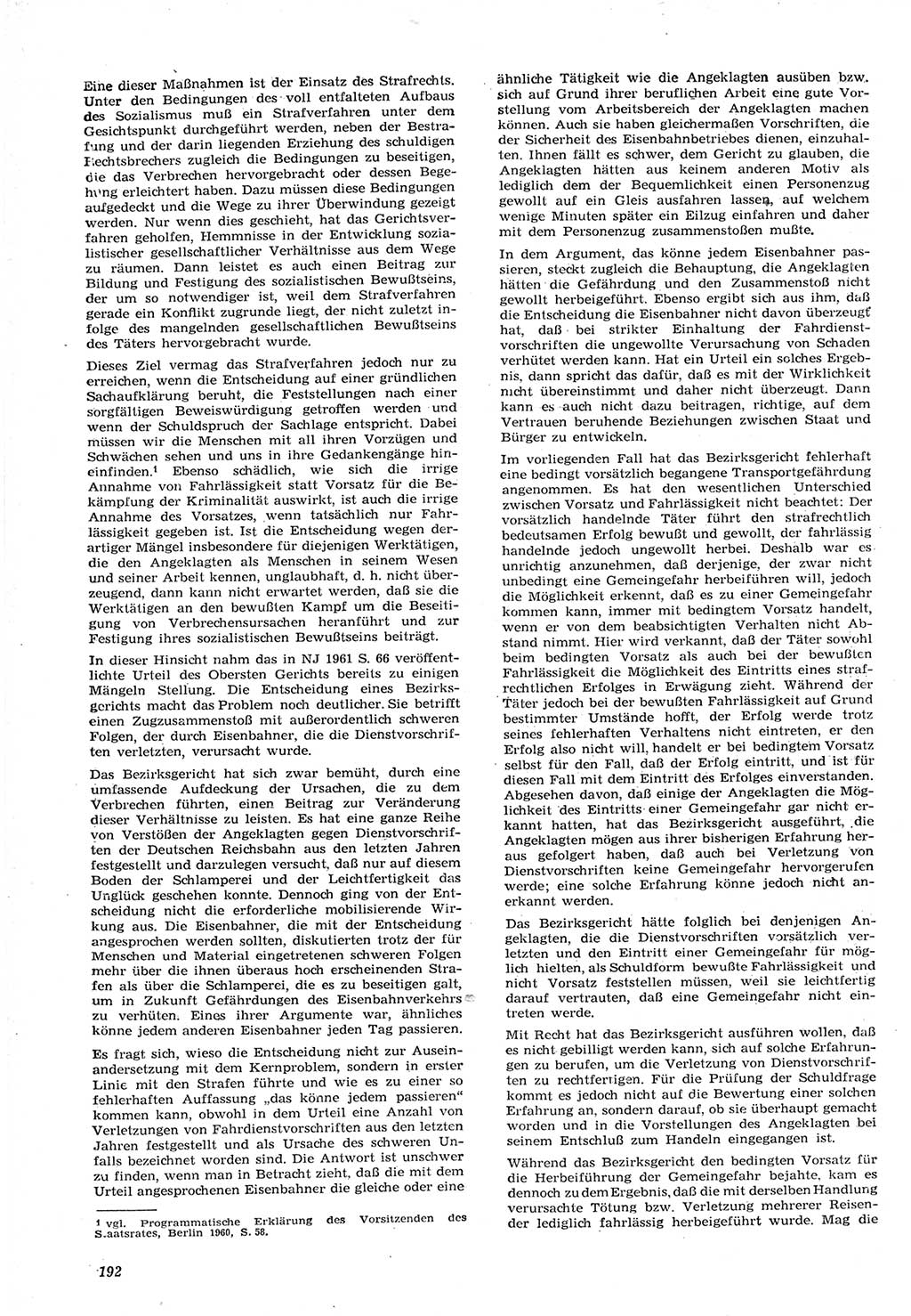 Neue Justiz (NJ), Zeitschrift für Recht und Rechtswissenschaft [Deutsche Demokratische Republik (DDR)], 15. Jahrgang 1961, Seite 192 (NJ DDR 1961, S. 192)