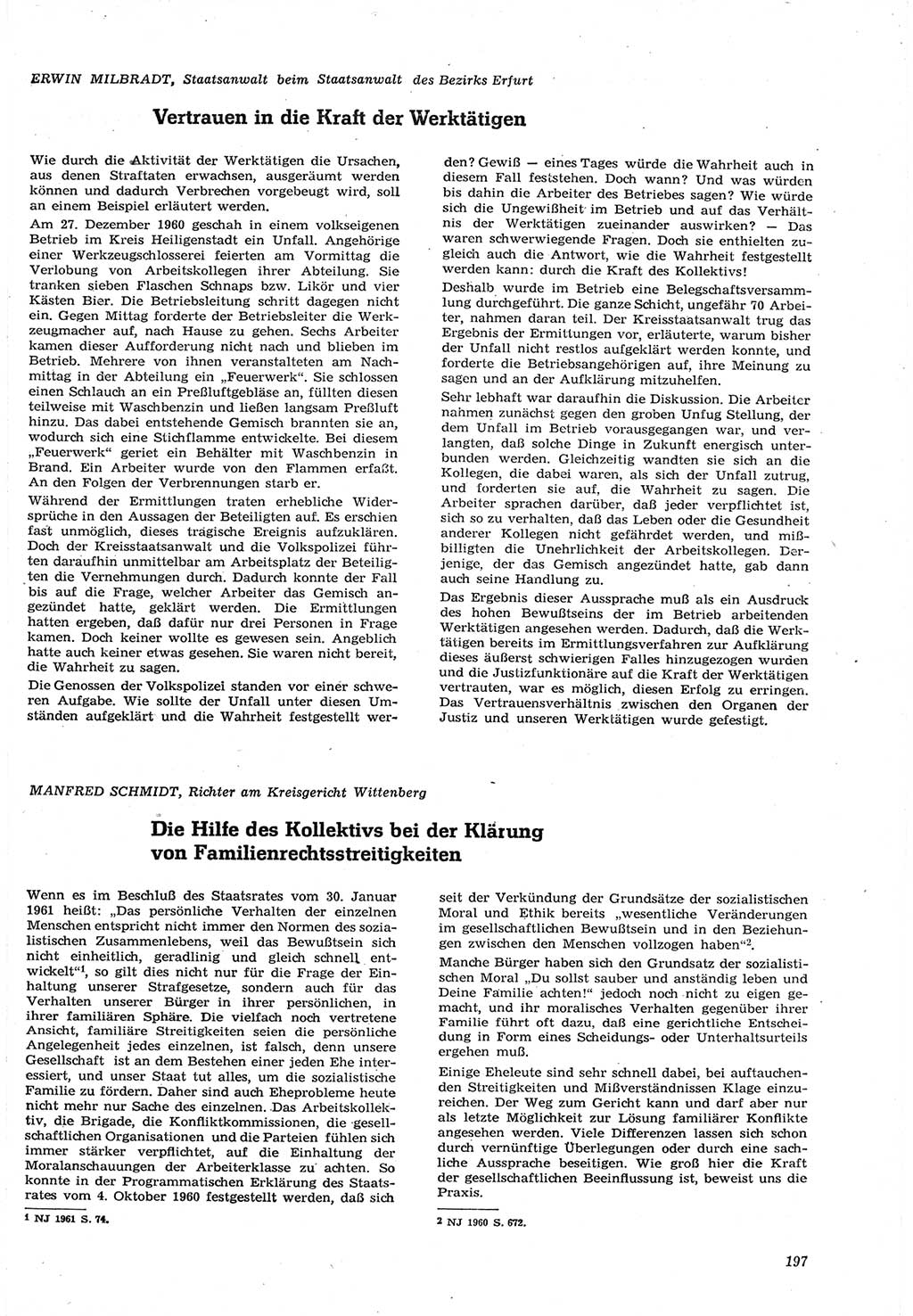 Neue Justiz (NJ), Zeitschrift für Recht und Rechtswissenschaft [Deutsche Demokratische Republik (DDR)], 15. Jahrgang 1961, Seite 197 (NJ DDR 1961, S. 197)