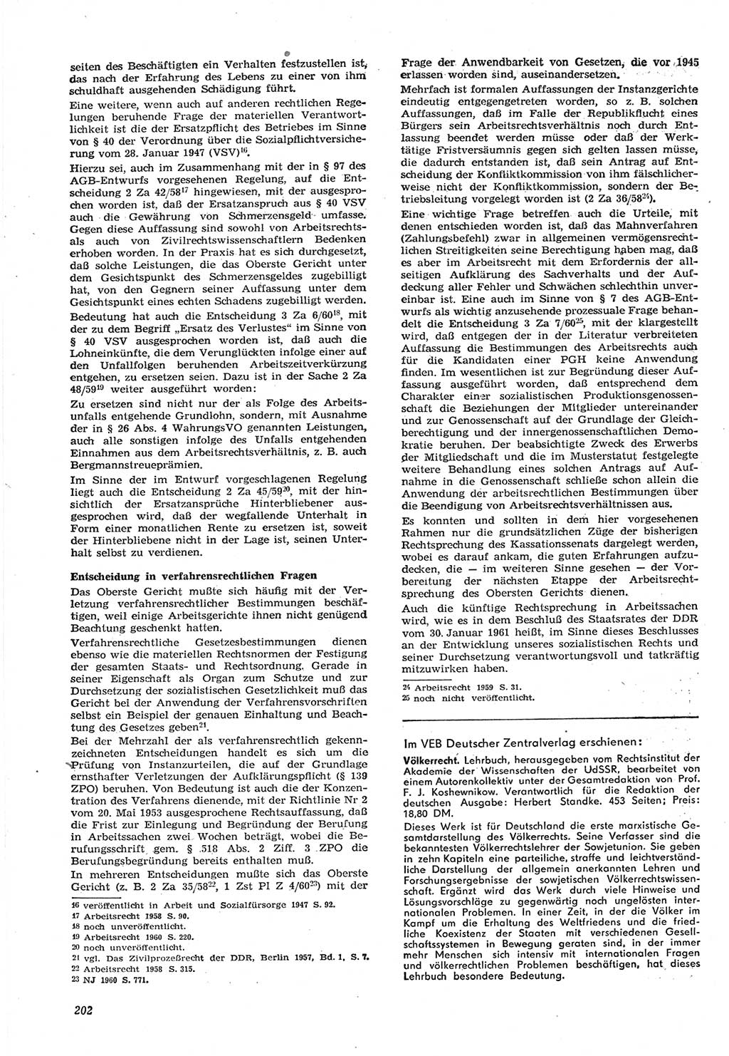 Neue Justiz (NJ), Zeitschrift für Recht und Rechtswissenschaft [Deutsche Demokratische Republik (DDR)], 15. Jahrgang 1961, Seite 202 (NJ DDR 1961, S. 202)