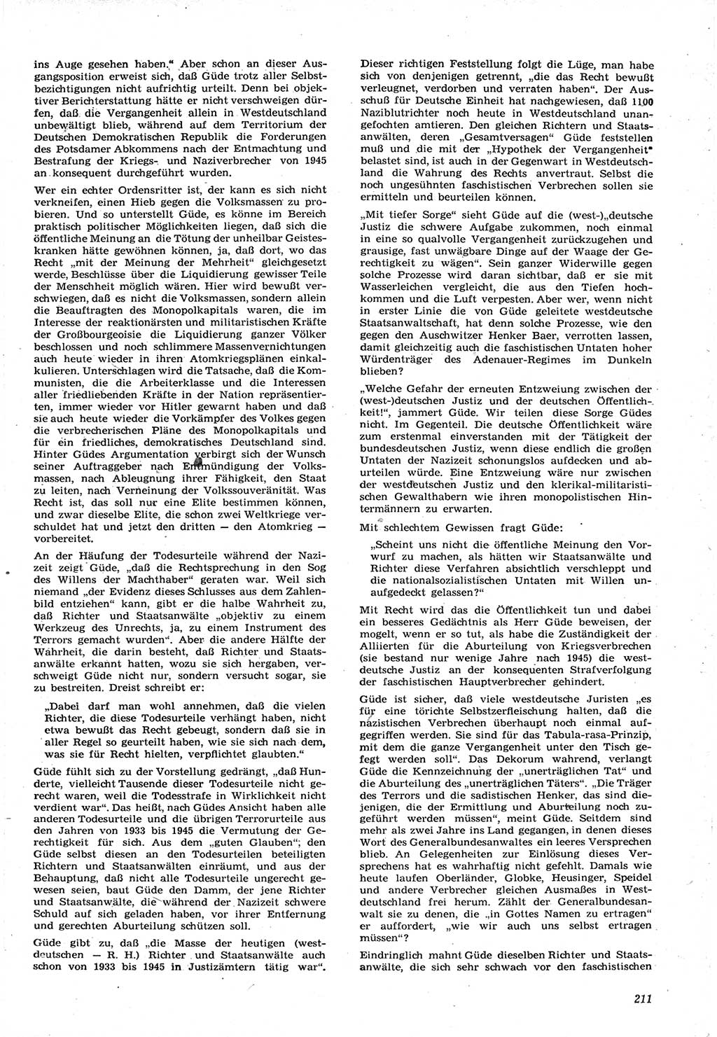 Neue Justiz (NJ), Zeitschrift für Recht und Rechtswissenschaft [Deutsche Demokratische Republik (DDR)], 15. Jahrgang 1961, Seite 211 (NJ DDR 1961, S. 211)