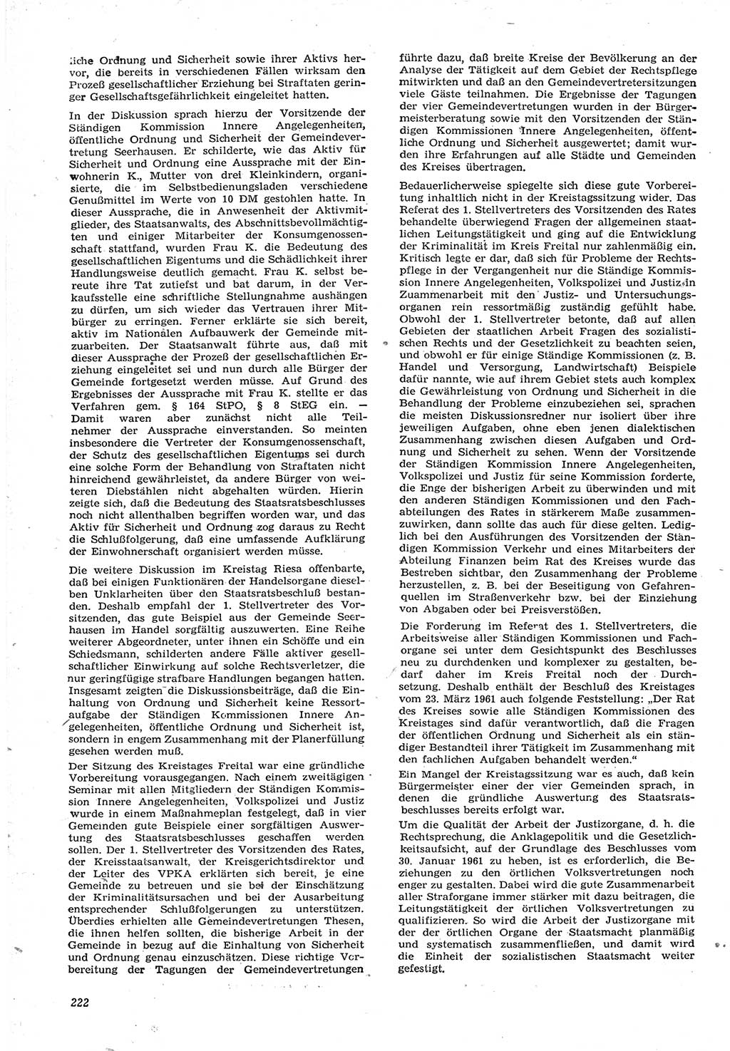 Neue Justiz (NJ), Zeitschrift für Recht und Rechtswissenschaft [Deutsche Demokratische Republik (DDR)], 15. Jahrgang 1961, Seite 222 (NJ DDR 1961, S. 222)