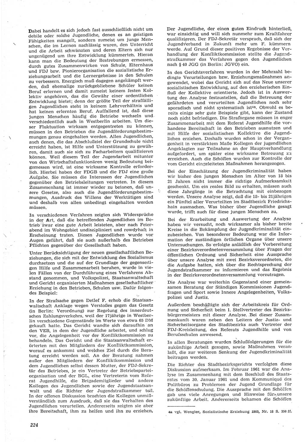 Neue Justiz (NJ), Zeitschrift für Recht und Rechtswissenschaft [Deutsche Demokratische Republik (DDR)], 15. Jahrgang 1961, Seite 224 (NJ DDR 1961, S. 224)