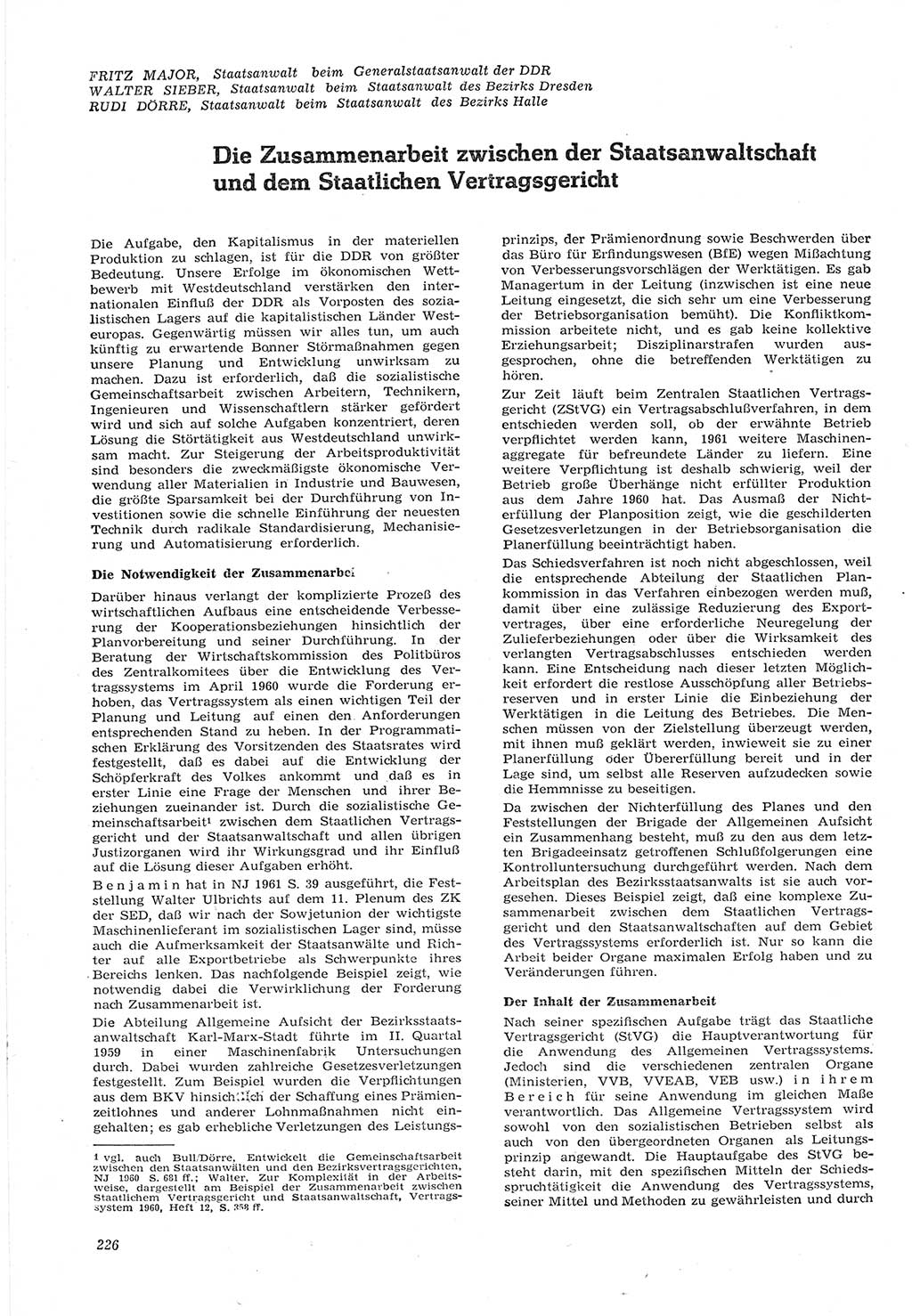 Neue Justiz (NJ), Zeitschrift für Recht und Rechtswissenschaft [Deutsche Demokratische Republik (DDR)], 15. Jahrgang 1961, Seite 226 (NJ DDR 1961, S. 226)