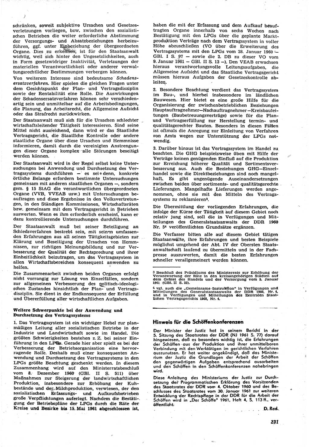 Neue Justiz (NJ), Zeitschrift für Recht und Rechtswissenschaft [Deutsche Demokratische Republik (DDR)], 15. Jahrgang 1961, Seite 231 (NJ DDR 1961, S. 231)