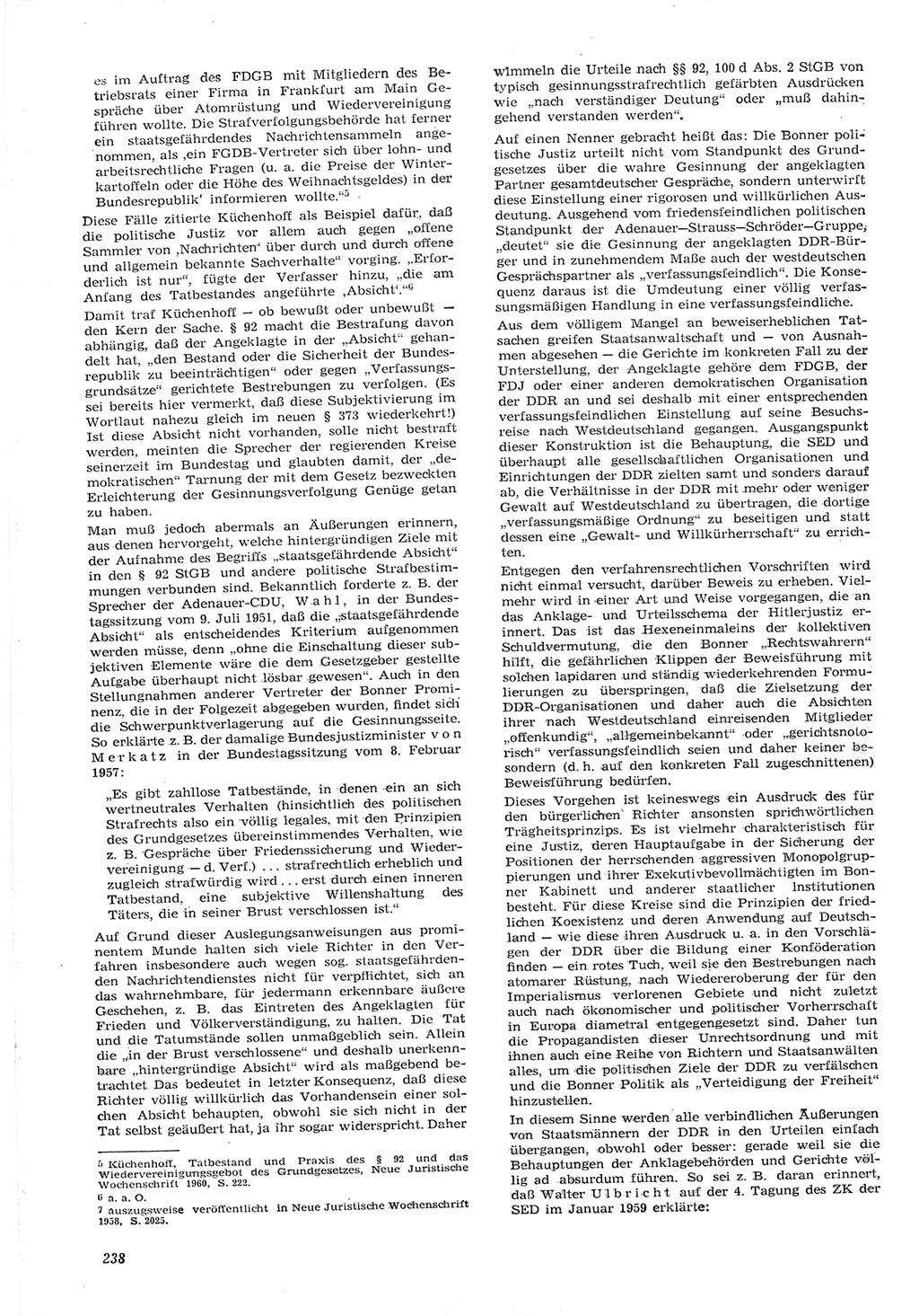 Neue Justiz (NJ), Zeitschrift für Recht und Rechtswissenschaft [Deutsche Demokratische Republik (DDR)], 15. Jahrgang 1961, Seite 238 (NJ DDR 1961, S. 238)