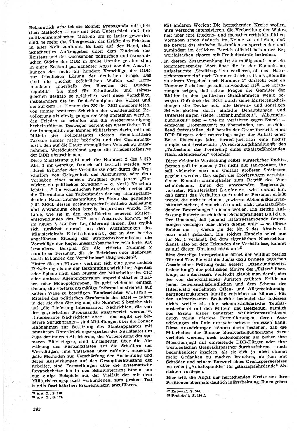 Neue Justiz (NJ), Zeitschrift für Recht und Rechtswissenschaft [Deutsche Demokratische Republik (DDR)], 15. Jahrgang 1961, Seite 242 (NJ DDR 1961, S. 242)