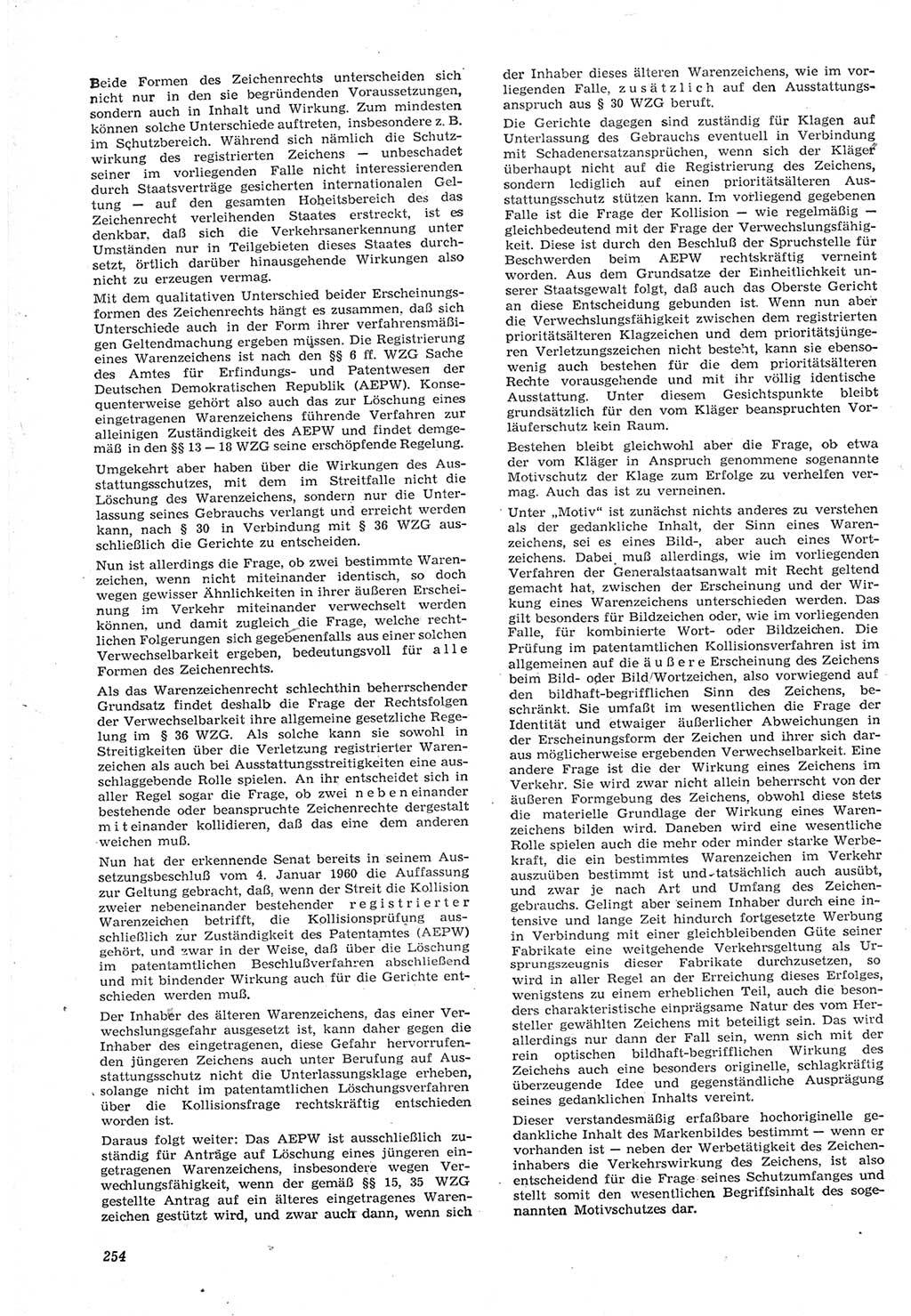 Neue Justiz (NJ), Zeitschrift für Recht und Rechtswissenschaft [Deutsche Demokratische Republik (DDR)], 15. Jahrgang 1961, Seite 254 (NJ DDR 1961, S. 254)