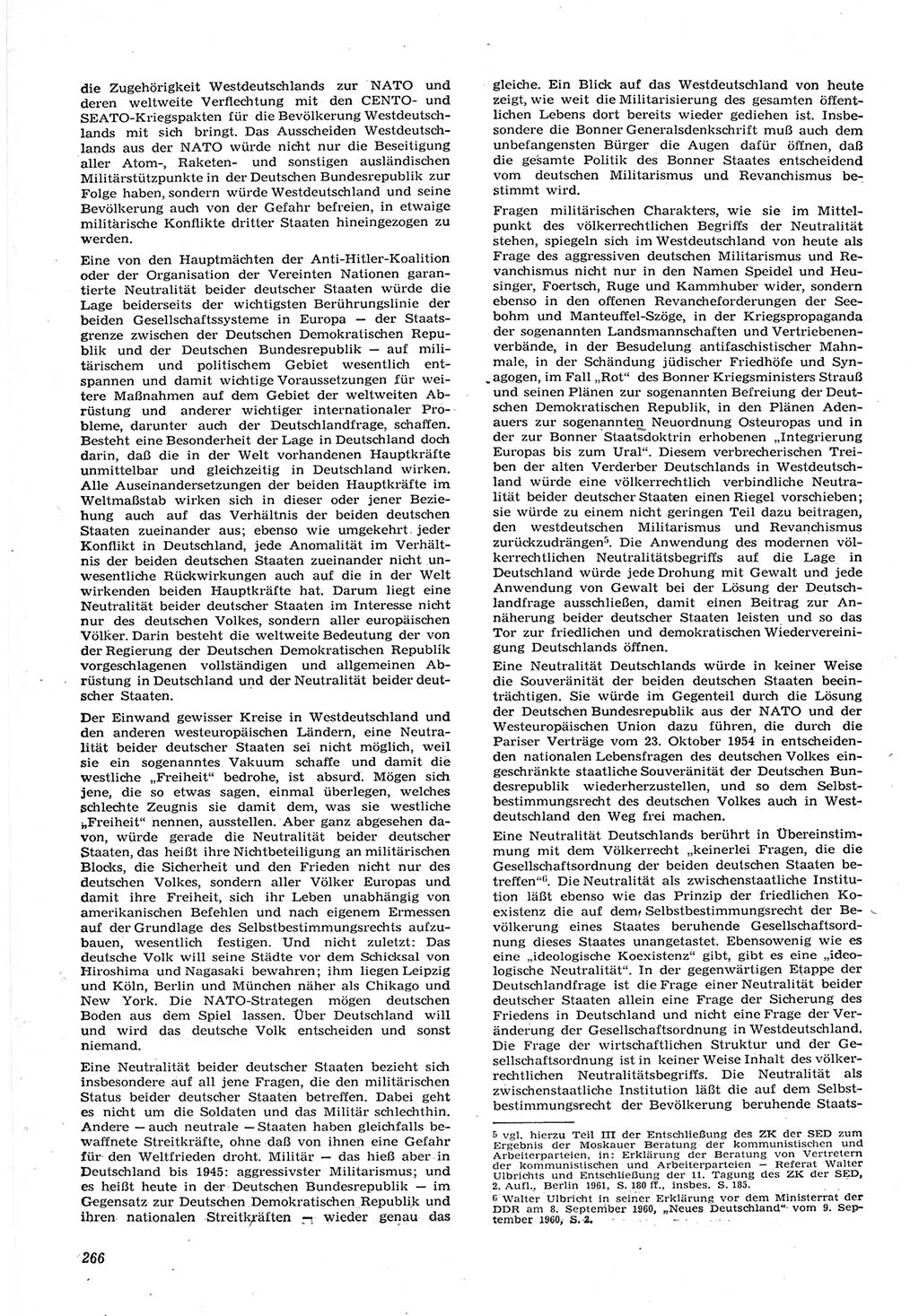 Neue Justiz (NJ), Zeitschrift für Recht und Rechtswissenschaft [Deutsche Demokratische Republik (DDR)], 15. Jahrgang 1961, Seite 266 (NJ DDR 1961, S. 266)