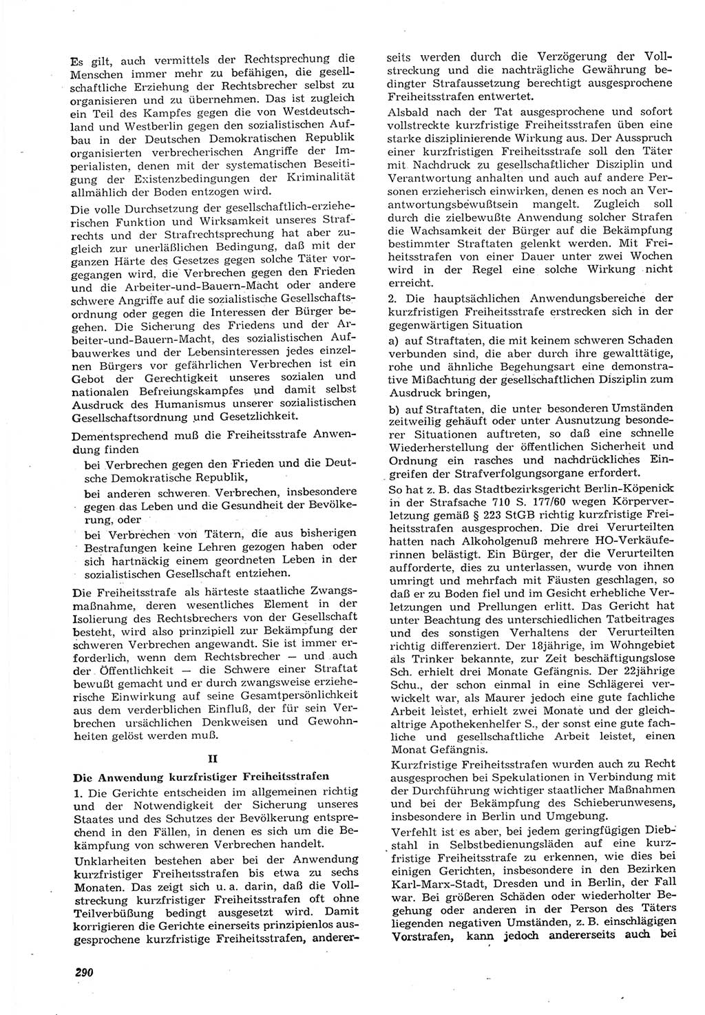 Neue Justiz (NJ), Zeitschrift für Recht und Rechtswissenschaft [Deutsche Demokratische Republik (DDR)], 15. Jahrgang 1961, Seite 290 (NJ DDR 1961, S. 290)