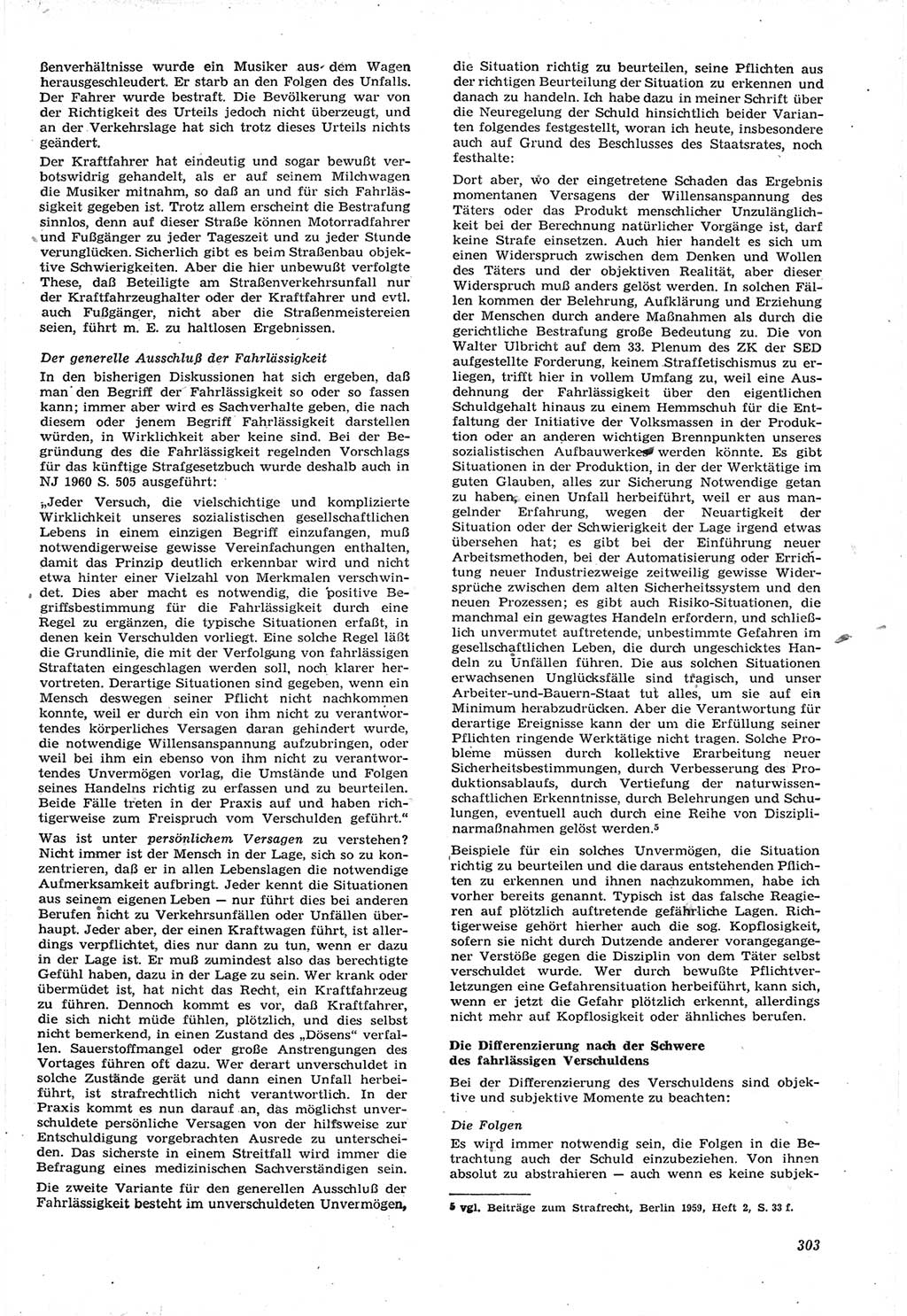 Neue Justiz (NJ), Zeitschrift für Recht und Rechtswissenschaft [Deutsche Demokratische Republik (DDR)], 15. Jahrgang 1961, Seite 303 (NJ DDR 1961, S. 303)