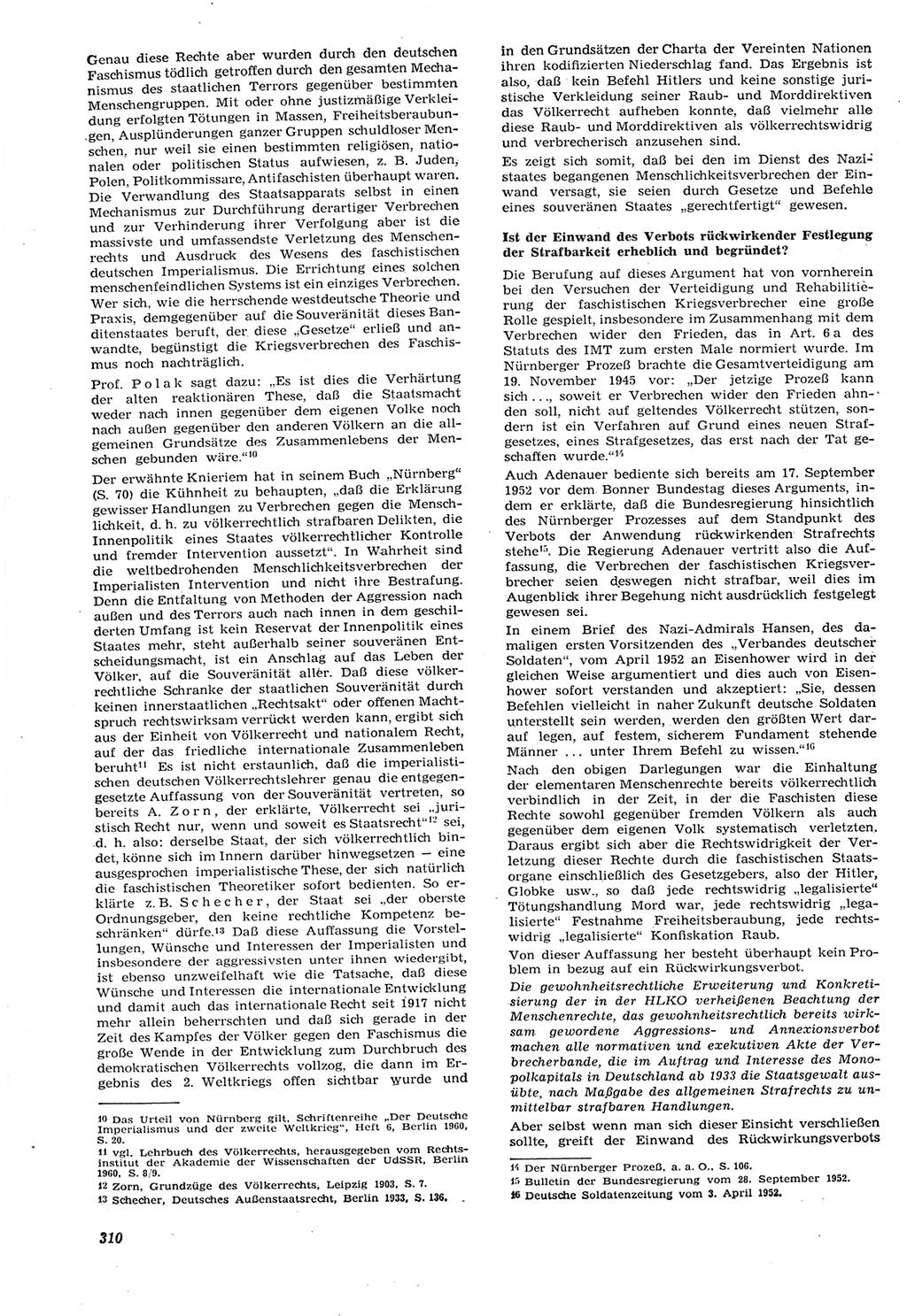 Neue Justiz (NJ), Zeitschrift für Recht und Rechtswissenschaft [Deutsche Demokratische Republik (DDR)], 15. Jahrgang 1961, Seite 310 (NJ DDR 1961, S. 310)