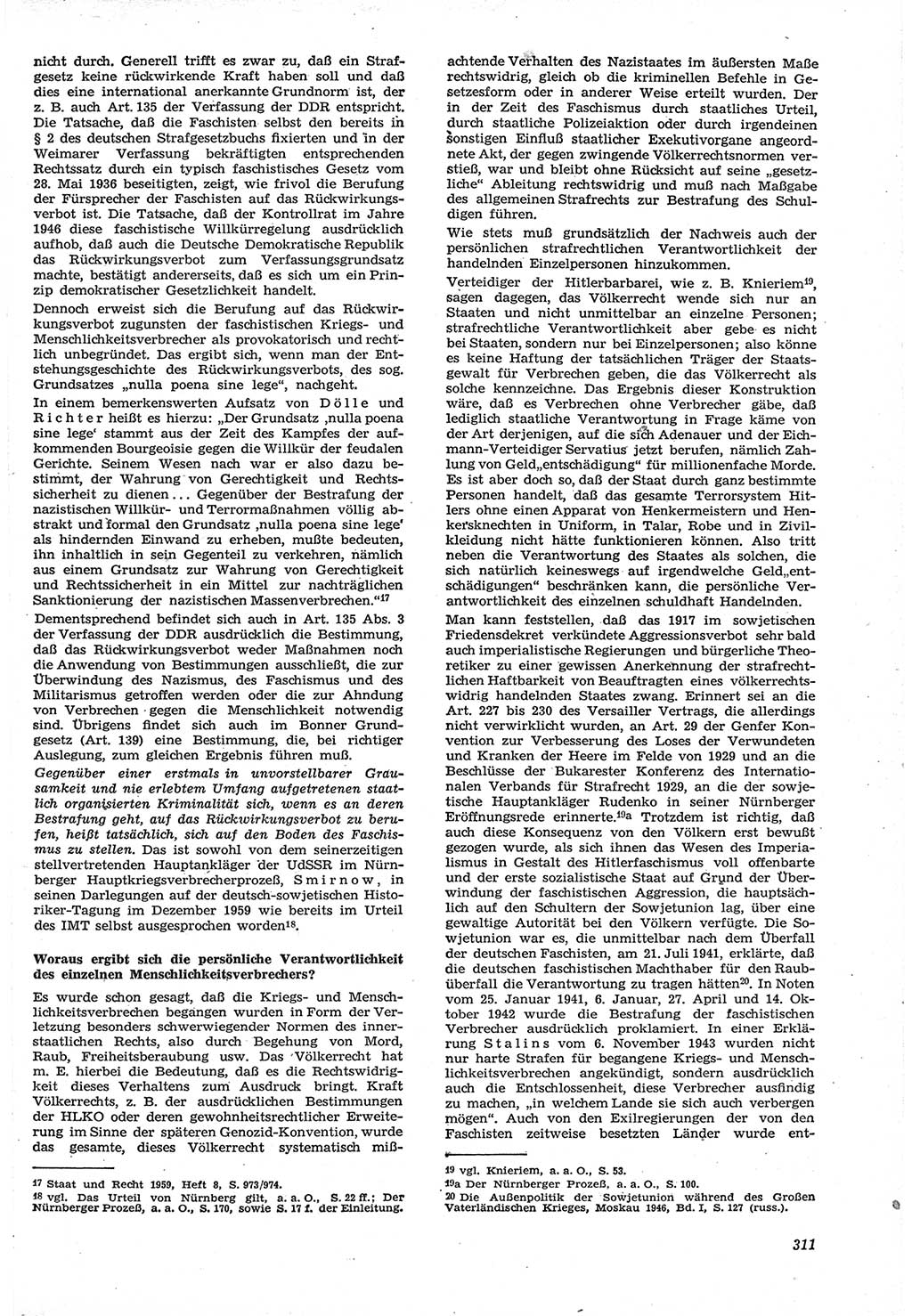 Neue Justiz (NJ), Zeitschrift für Recht und Rechtswissenschaft [Deutsche Demokratische Republik (DDR)], 15. Jahrgang 1961, Seite 311 (NJ DDR 1961, S. 311)