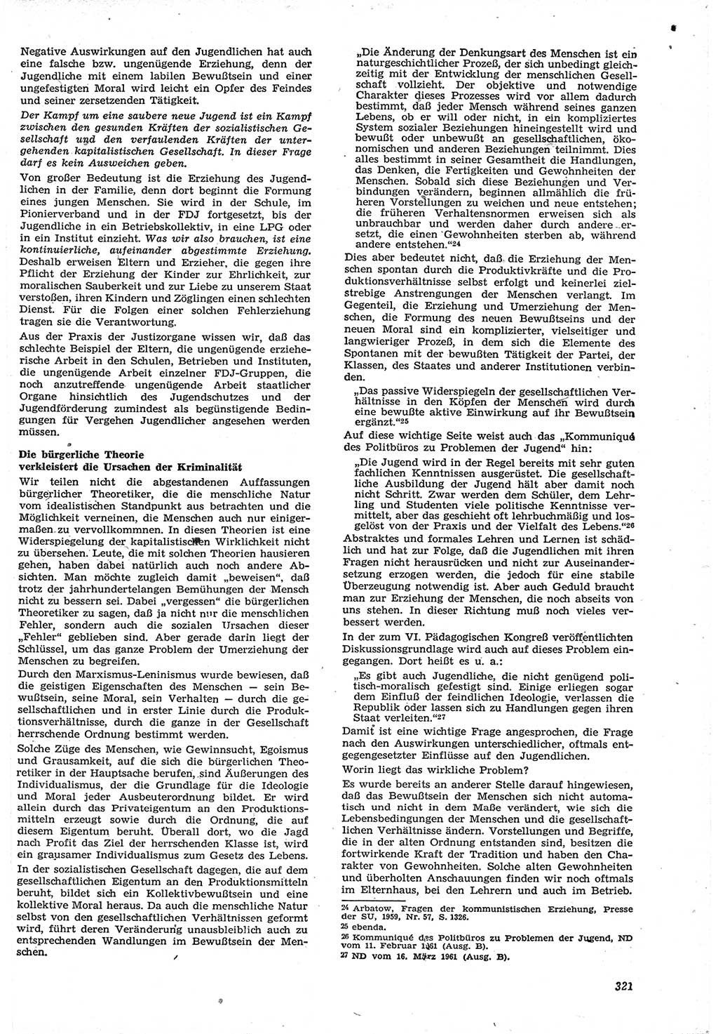 Neue Justiz (NJ), Zeitschrift für Recht und Rechtswissenschaft [Deutsche Demokratische Republik (DDR)], 15. Jahrgang 1961, Seite 321 (NJ DDR 1961, S. 321)