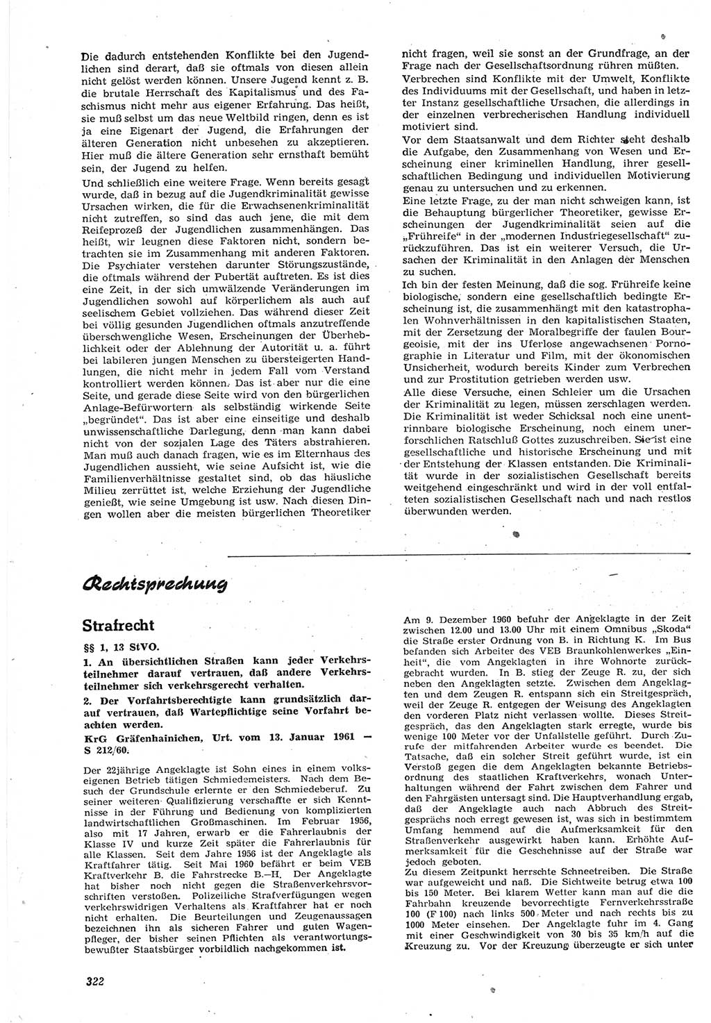 Neue Justiz (NJ), Zeitschrift für Recht und Rechtswissenschaft [Deutsche Demokratische Republik (DDR)], 15. Jahrgang 1961, Seite 322 (NJ DDR 1961, S. 322)